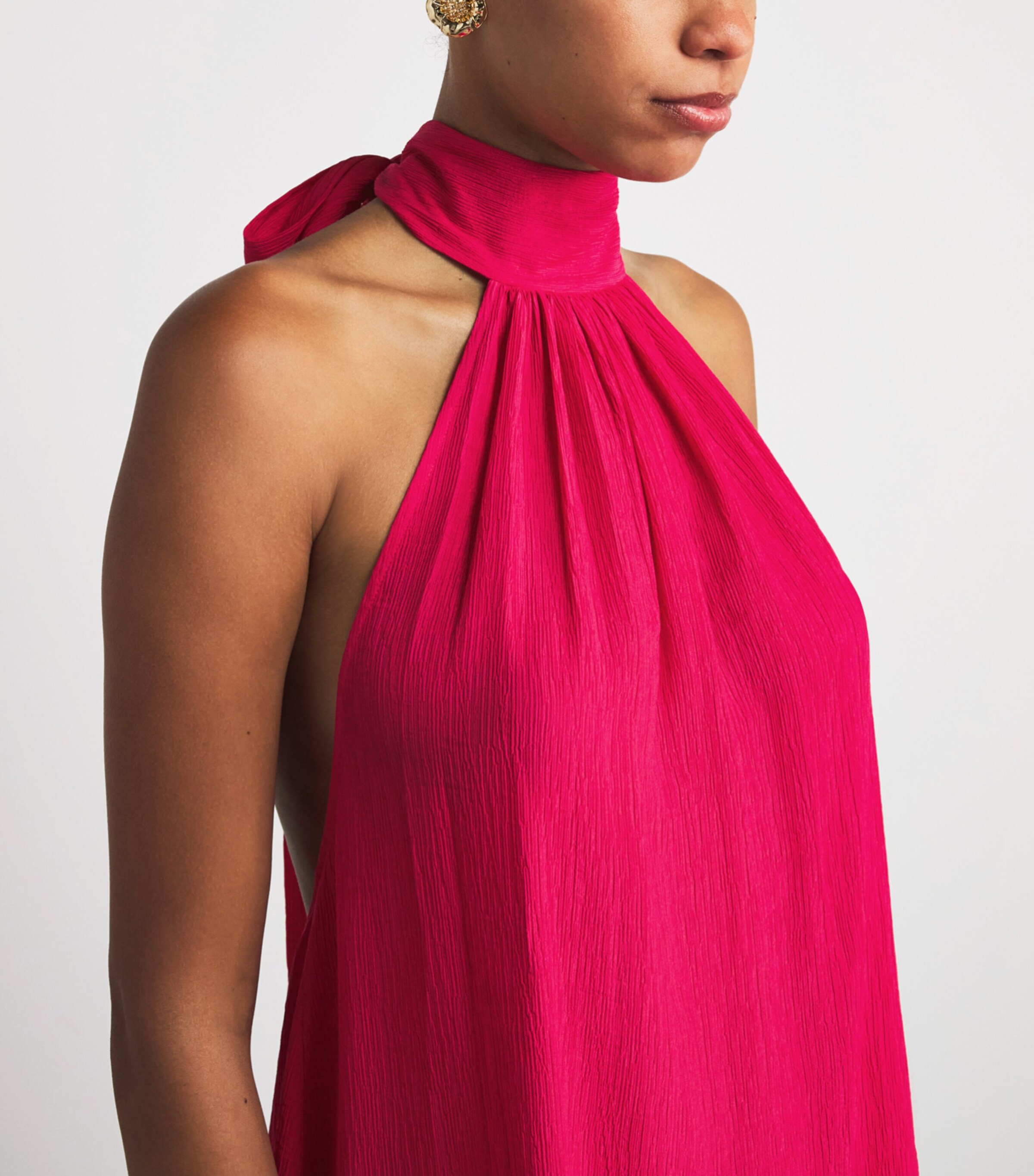 AWAY THAT DAY Womens Ibiza Mini Dress Rspbrry Crnkl Linen Image 5