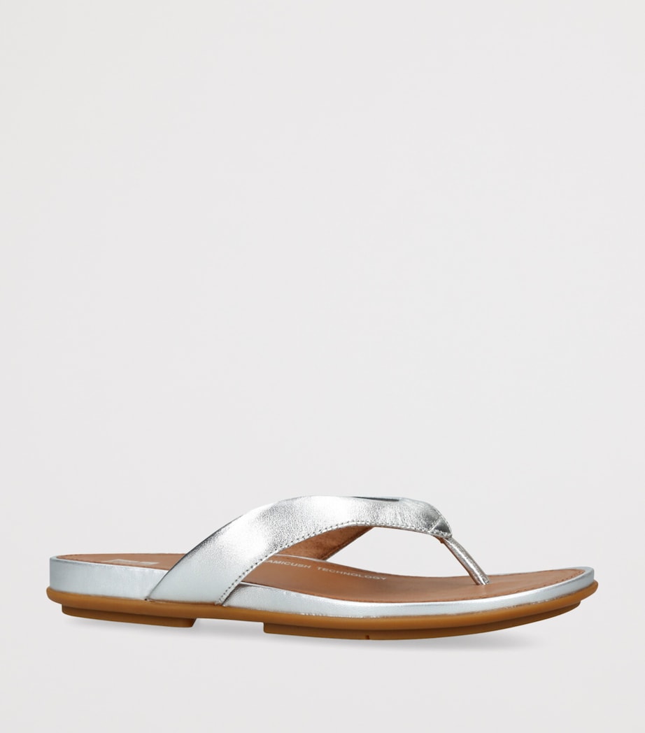 Leather Gracie Flip Flops SILVER Image 3