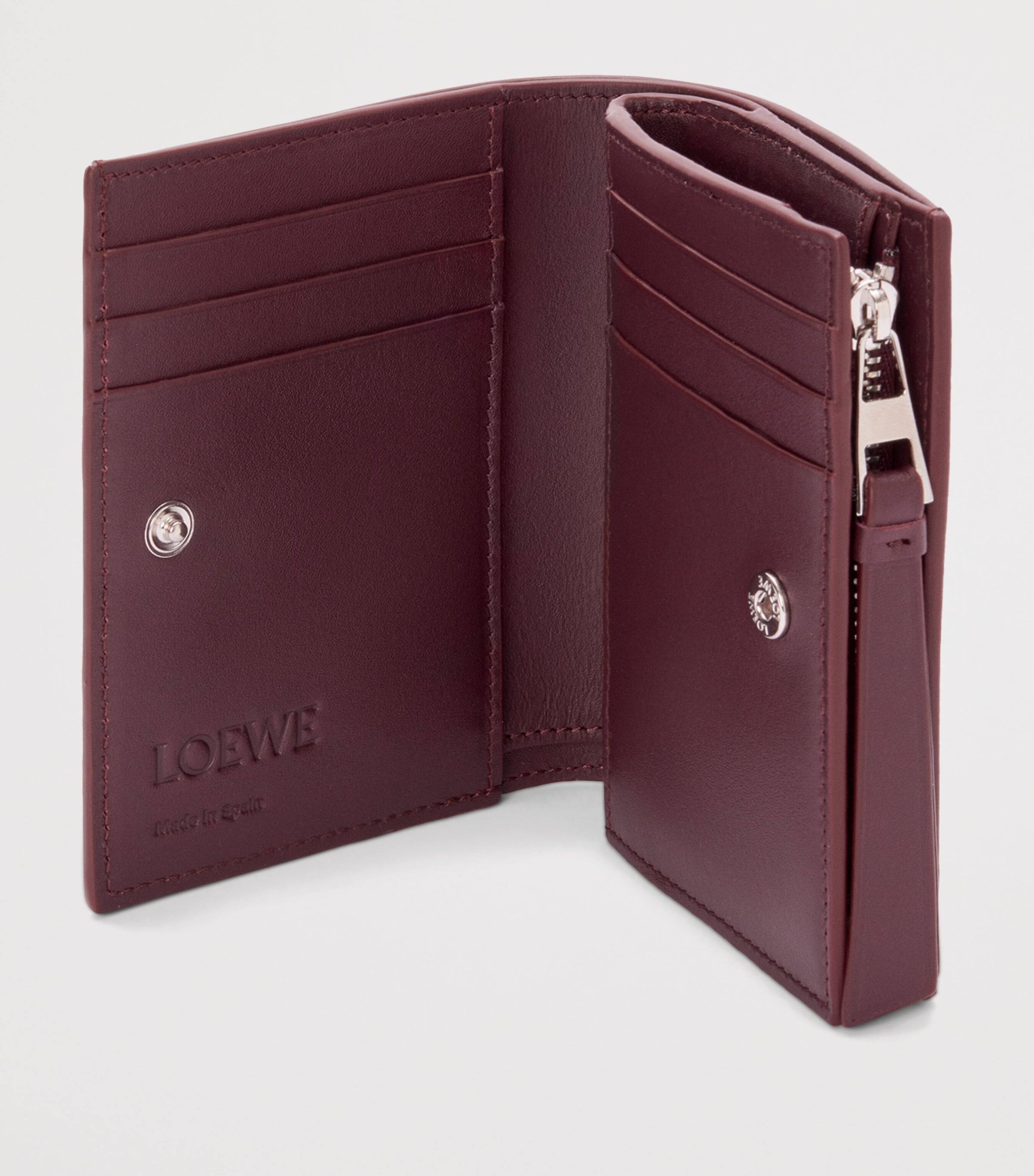 Leather Puzzle Compact Wallet FROZEN DARK BURGUNDY Image 4