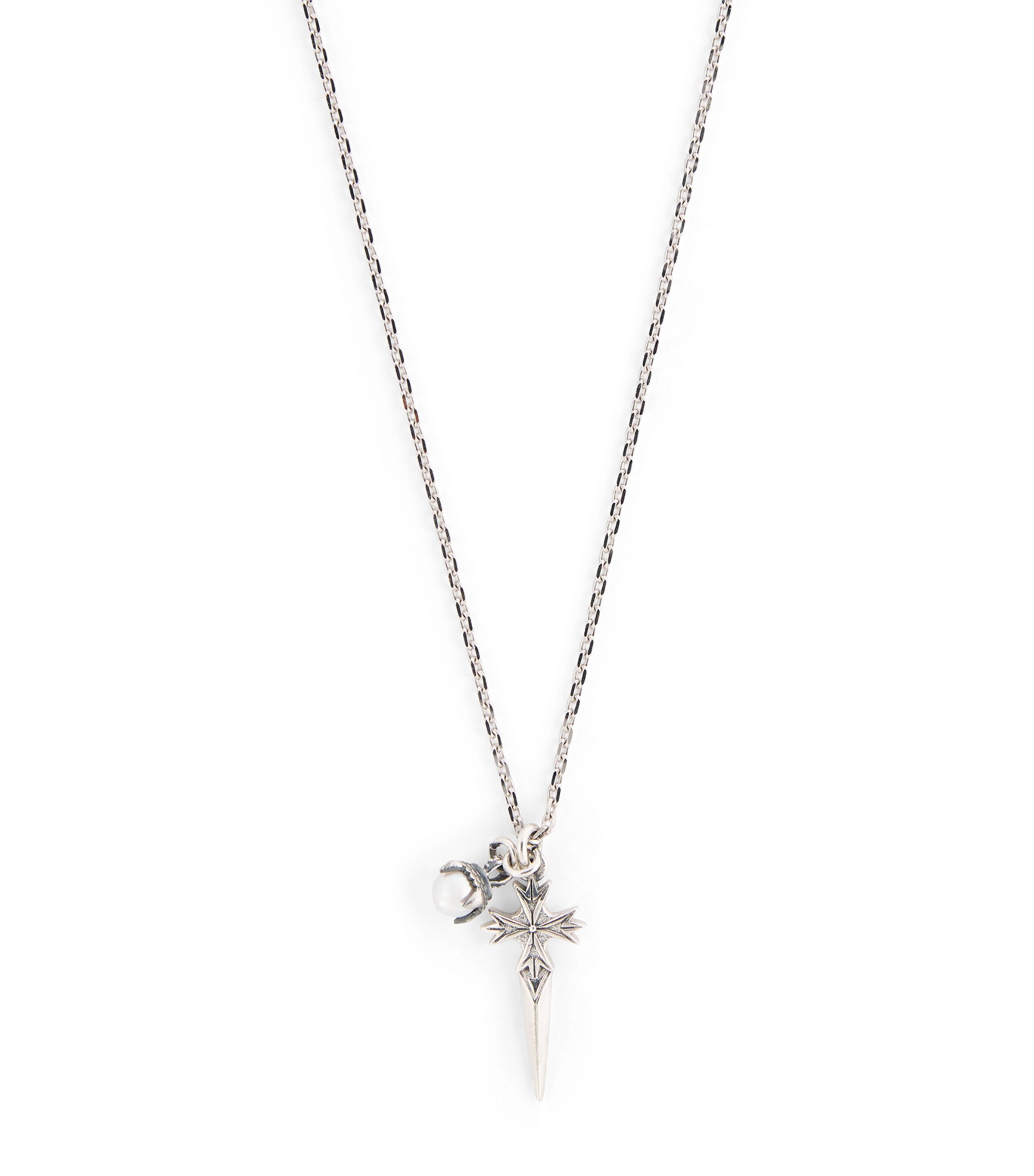 Emanuele Bicocchi Sterling Silver and Freshwater Pearl Pugnale Necklace | Fashion Jewellery | Necklaces | Men Accessories | Jewellery | Designers | Emanuele Bicocchi