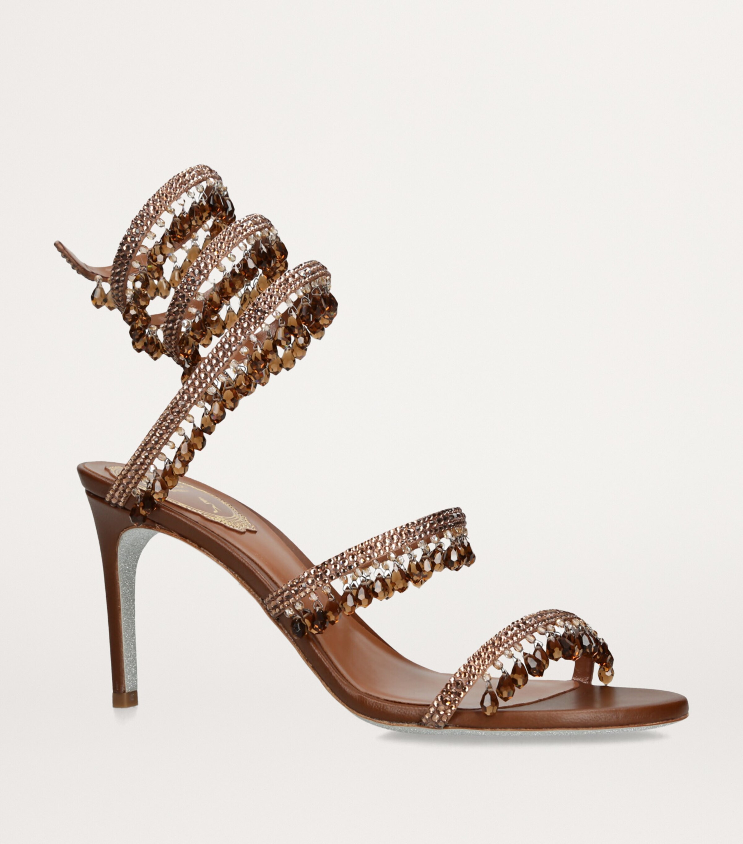 René Caovilla Embellished Chandelier Sandals 80 Mid Brown Image 3