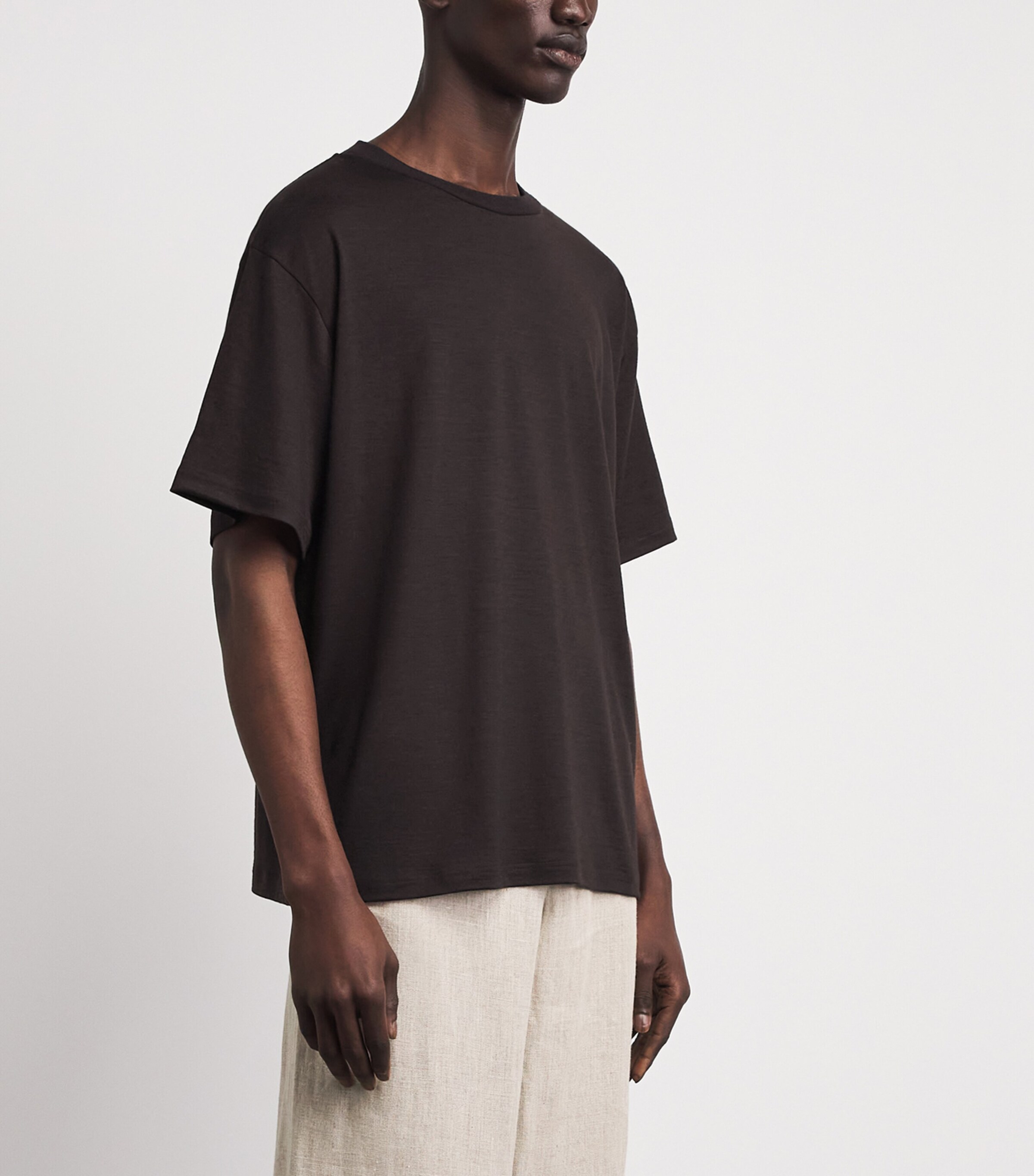 Studio Nicholson Mens Wool Henley T-Shirt Black Grape Image 4