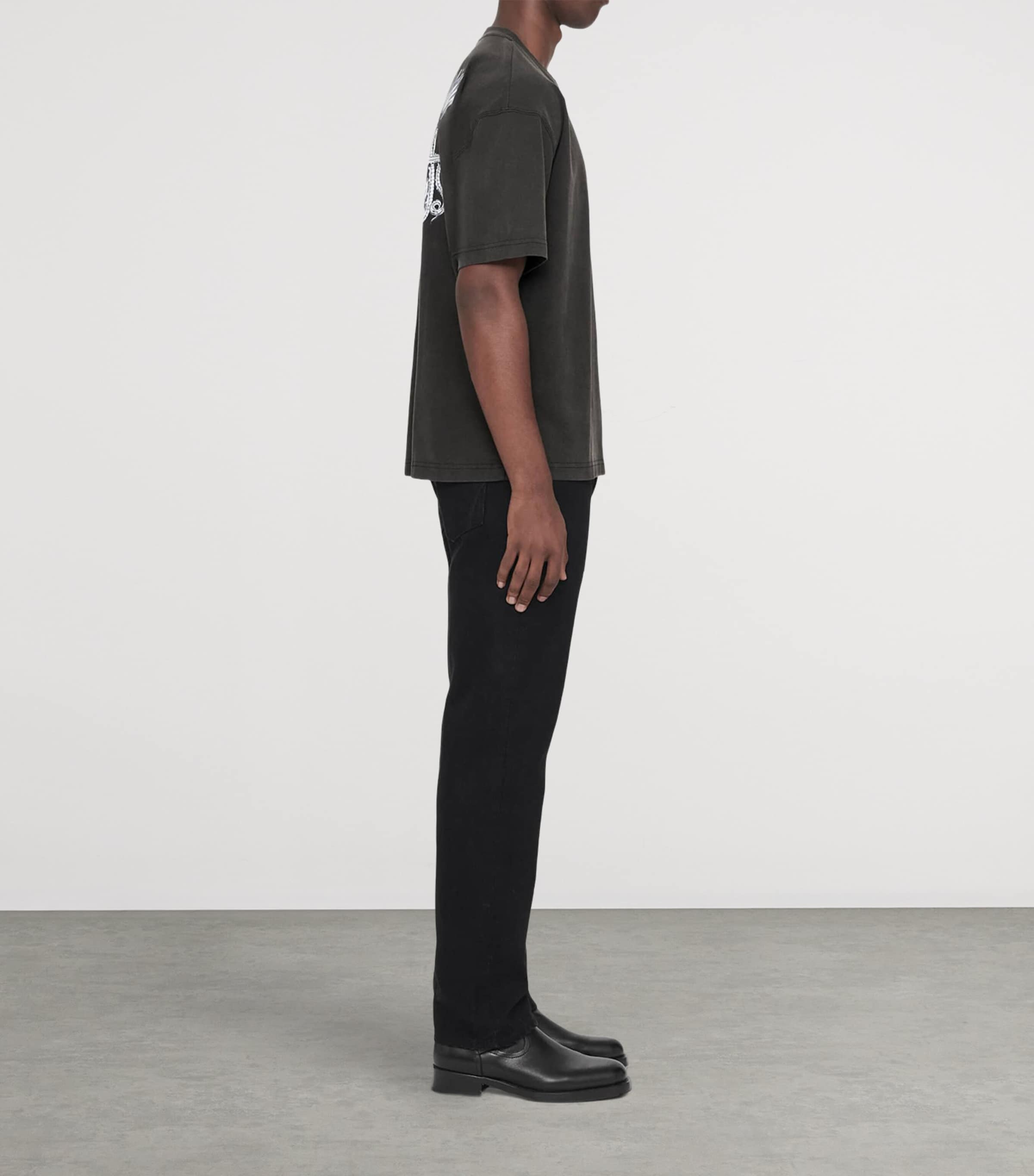 AllSaints Mens Organic Cotton Battles T-Shirt Washed Black Image 6