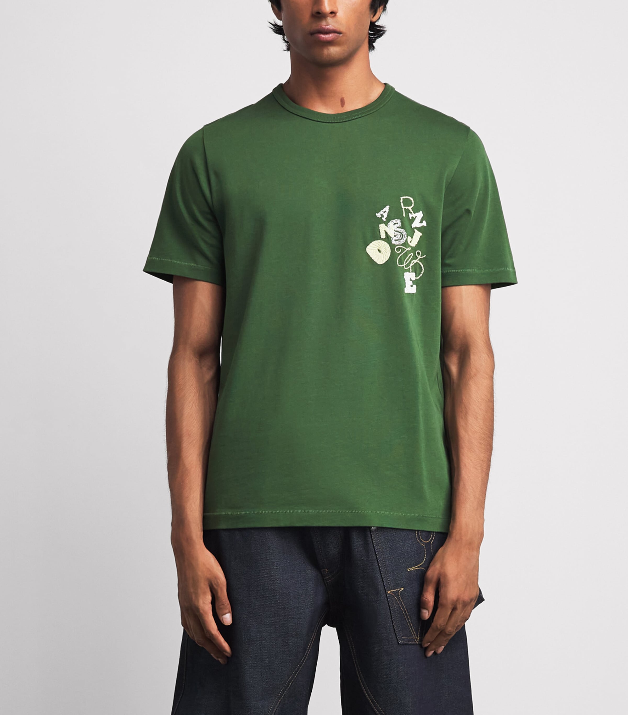 JW Anderson Mens Cotton Scattered Letters T-Shirt Green Image 4