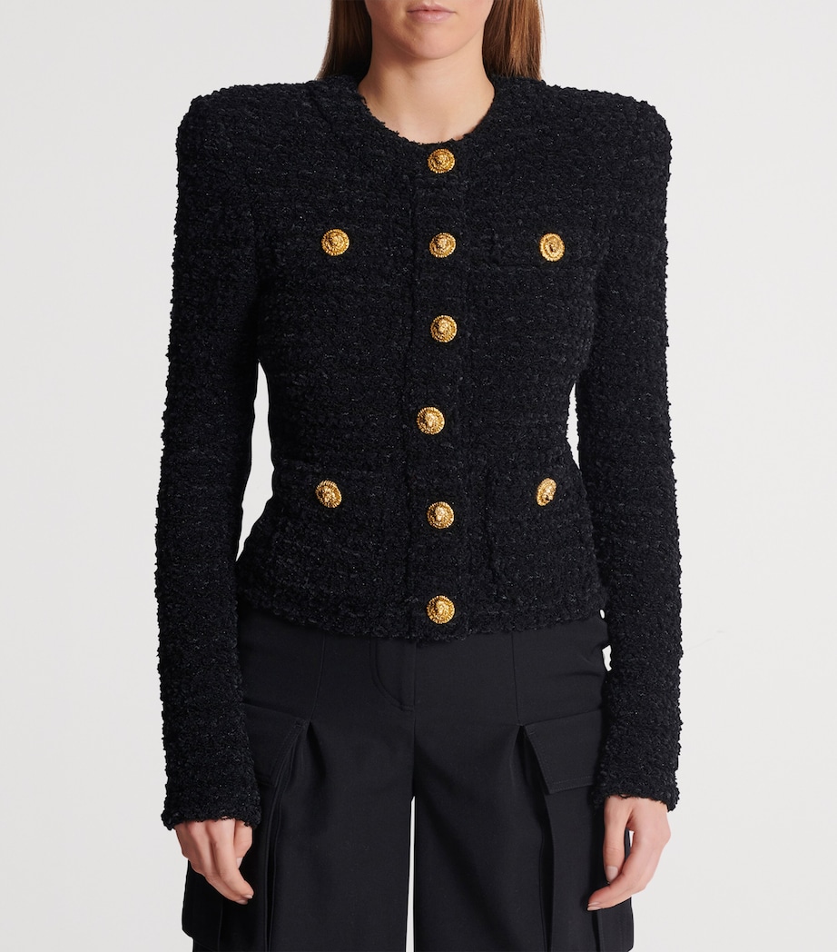 Tweed Button-Up Jacket 0PA NOIR Image 3