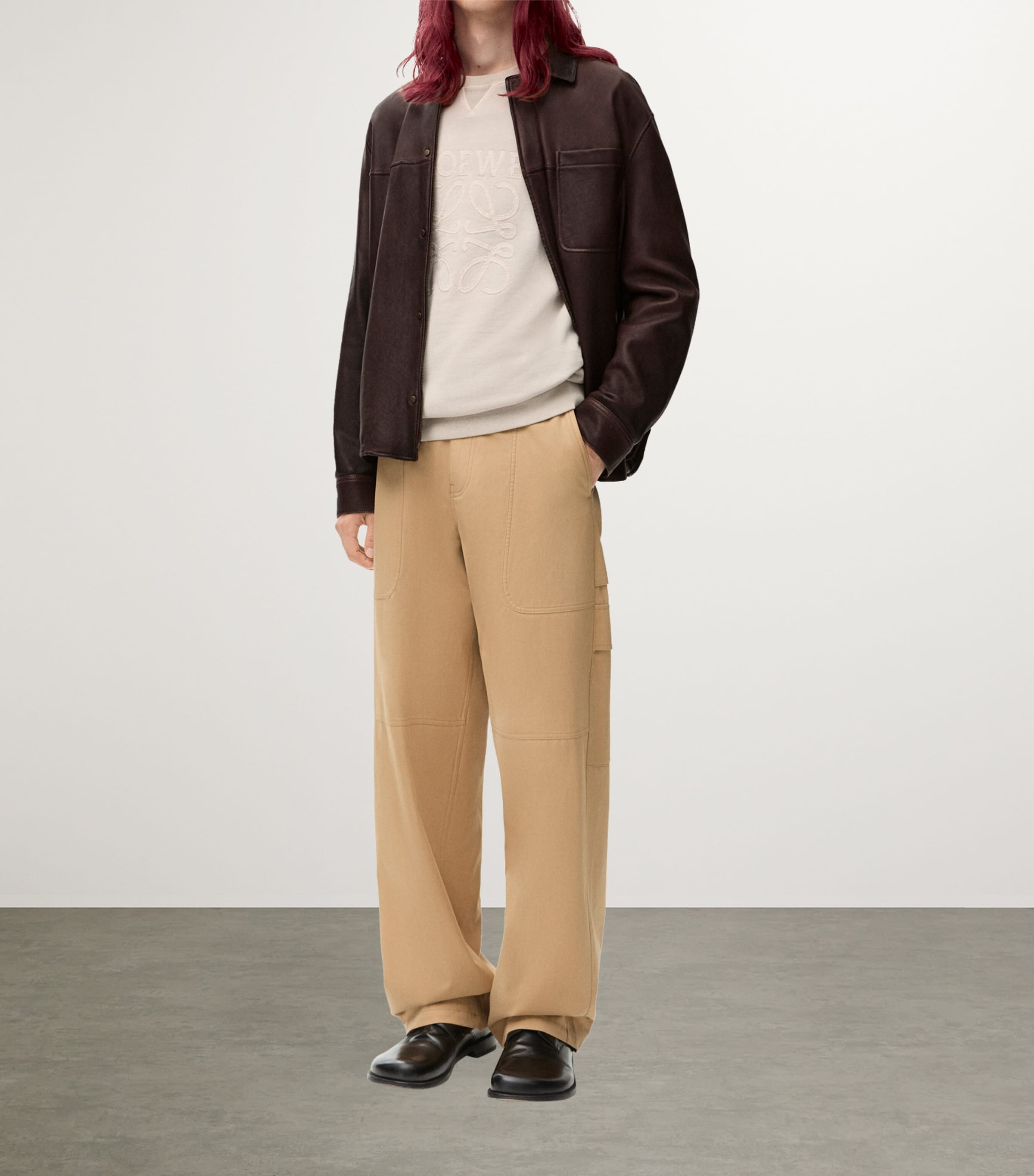 Leather Overshirt DARK BROWN Image 2