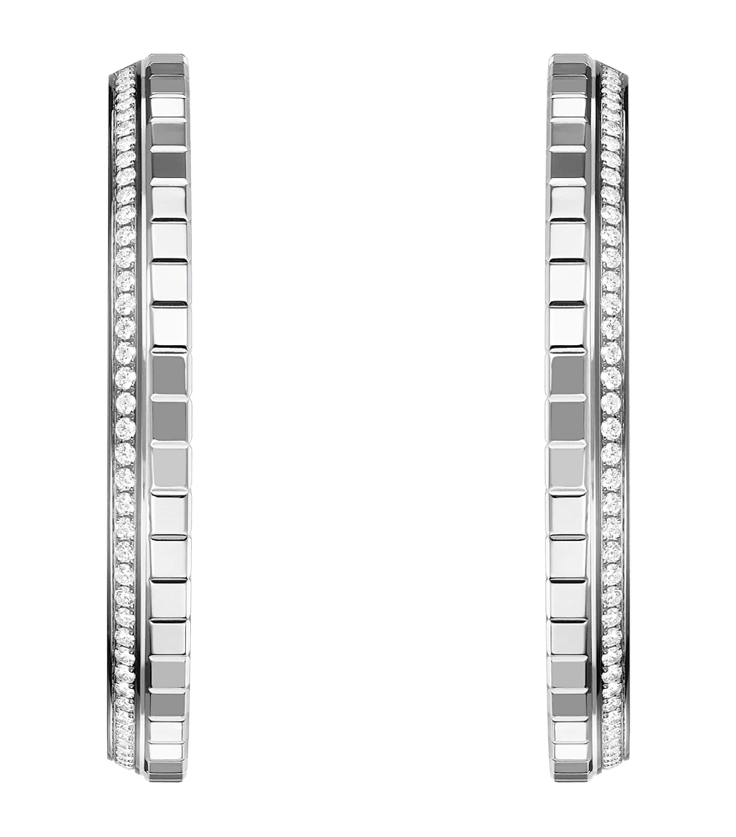 White Gold and Diamond Ice Cube Hoop Earrings 18K WHITE GOLD Image 1