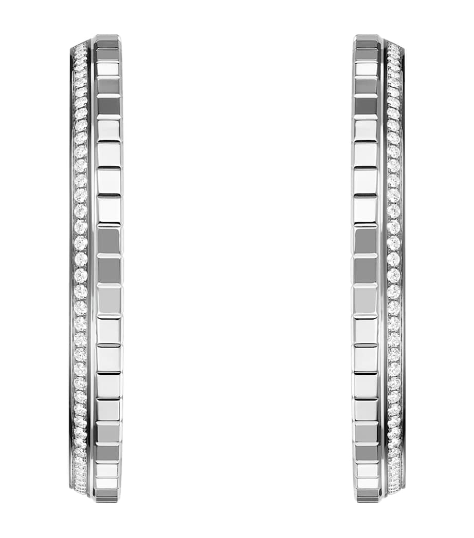 White Gold and Diamond Ice Cube Hoop Earrings 18K WHITE GOLD Image 1