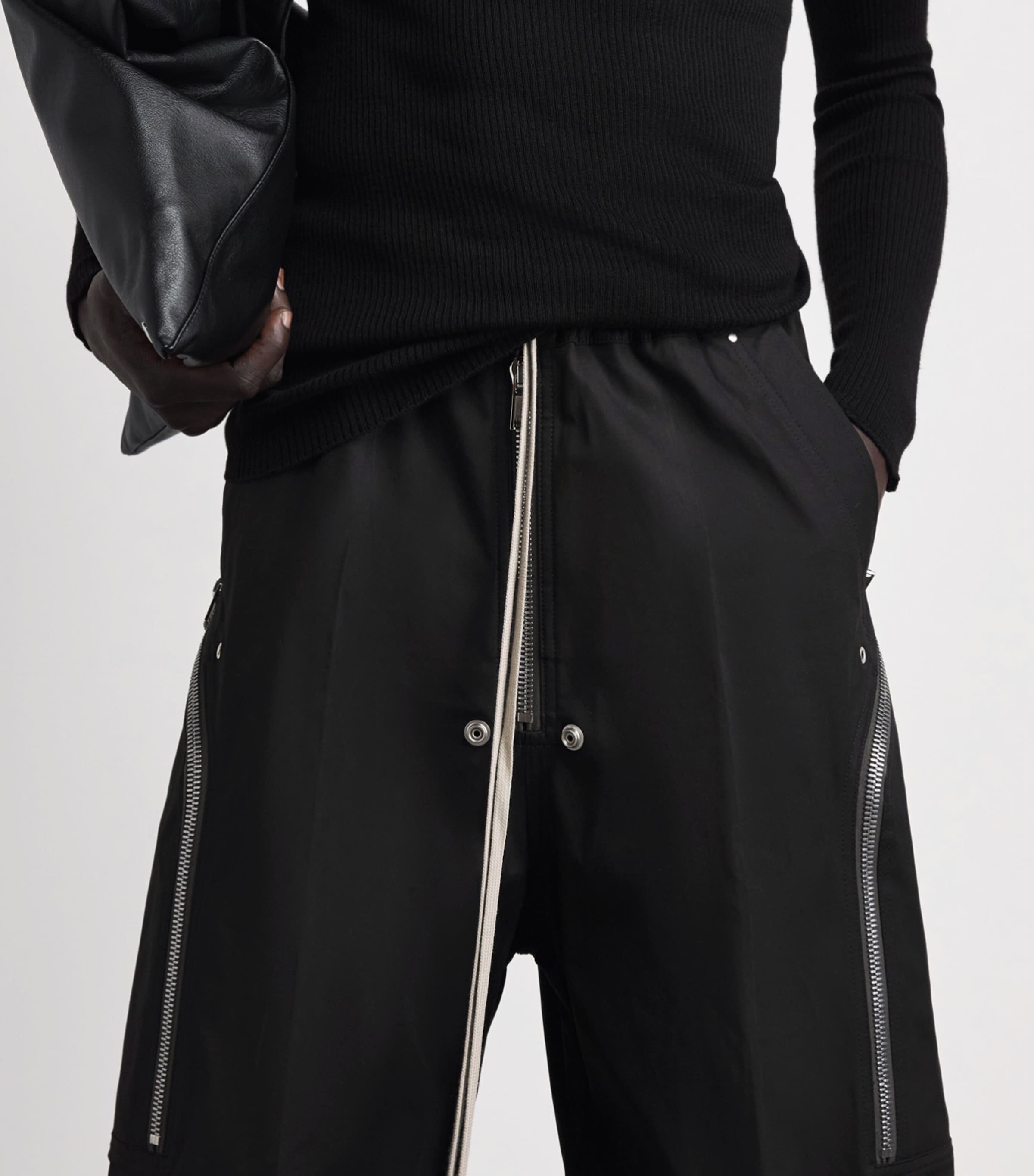 Rick Owens Mens Stretch-Cotton Heizer Belas Cargo Trousers Black Image 3