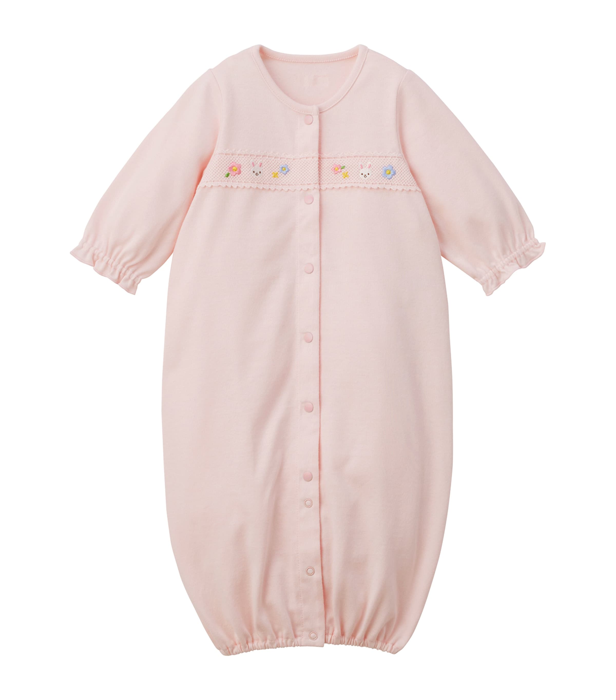 Miki House Cotton Embroidered Playsuit In Pink