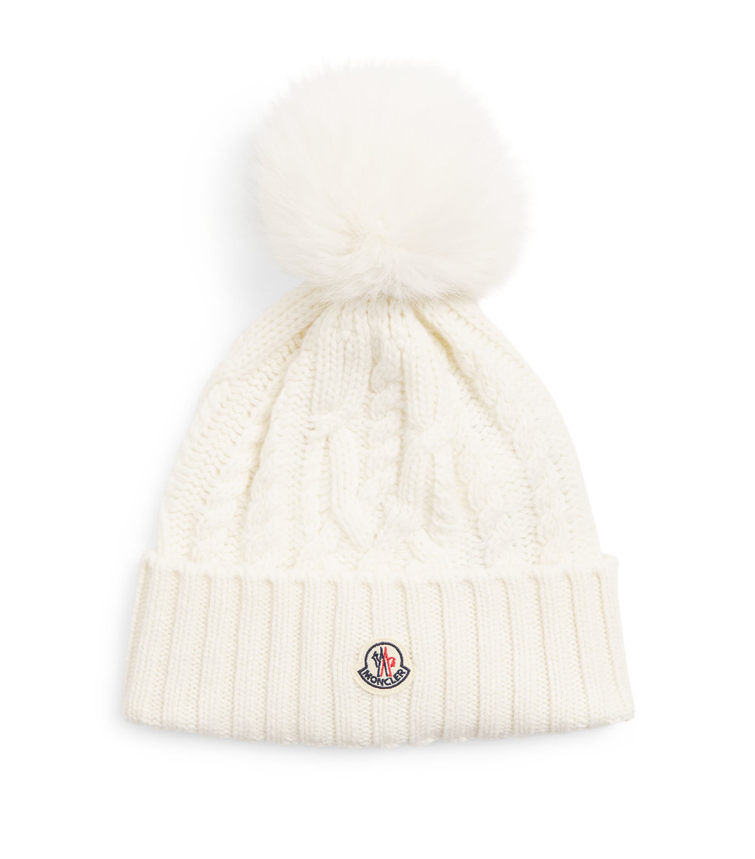 Moncler Bonnet En Cachemire Et Laine Avec Pompon In White