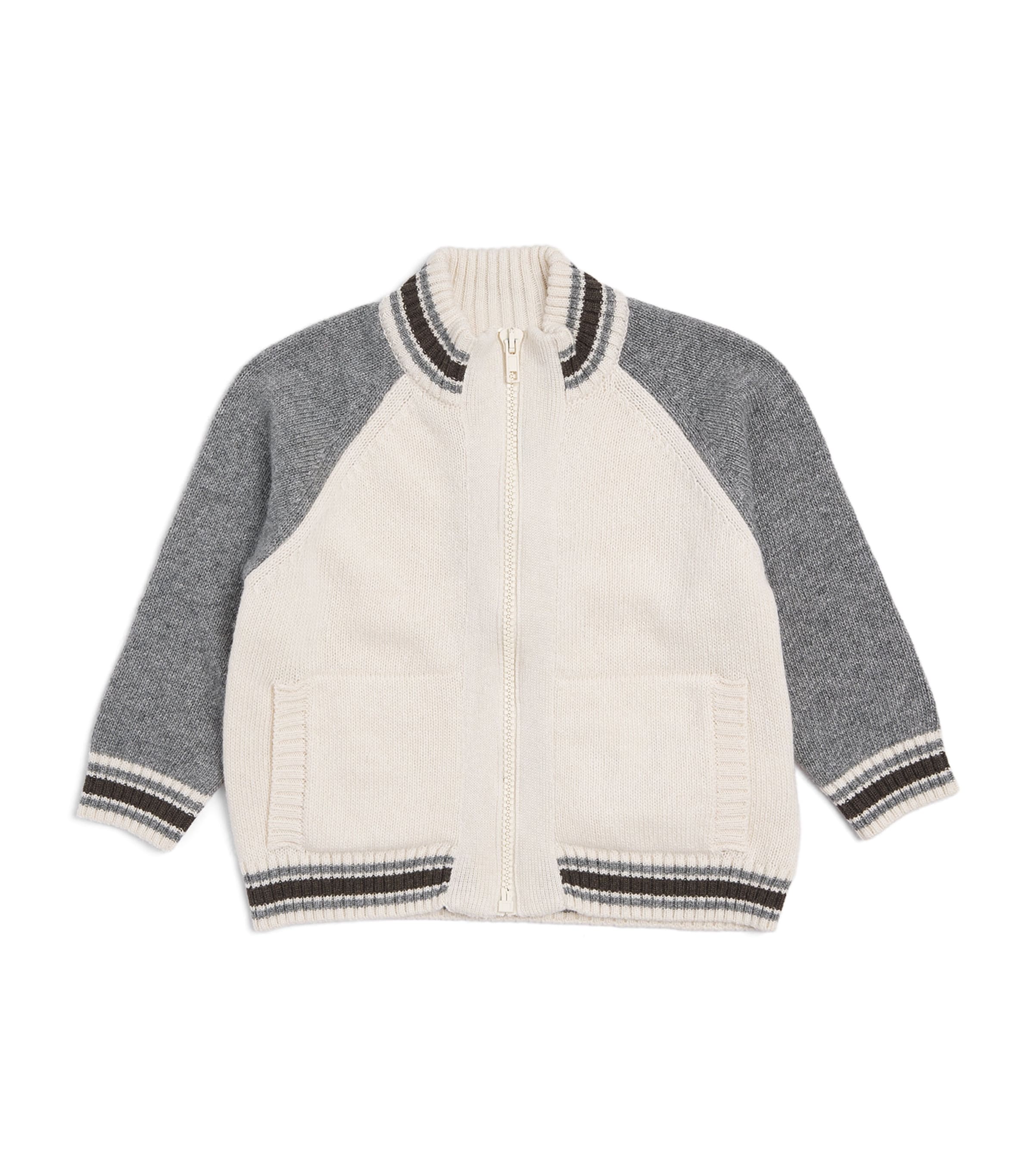 Patachou Knitted Zip-Up Cardigan (6 Months-4 Years) Melange Image 1