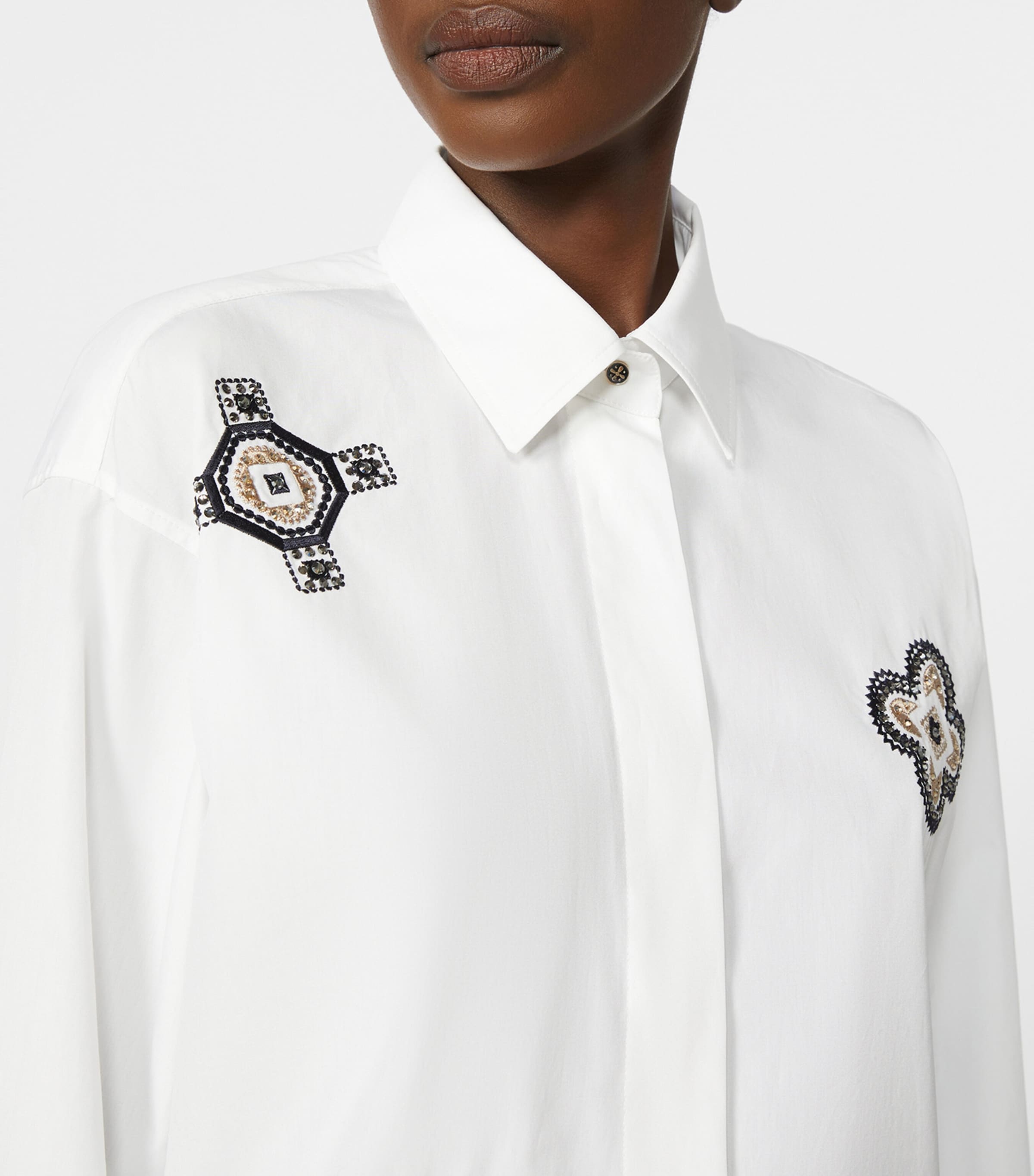 Cotton Poplin Embroidered Shirt OPTICAL WHITE Image 5