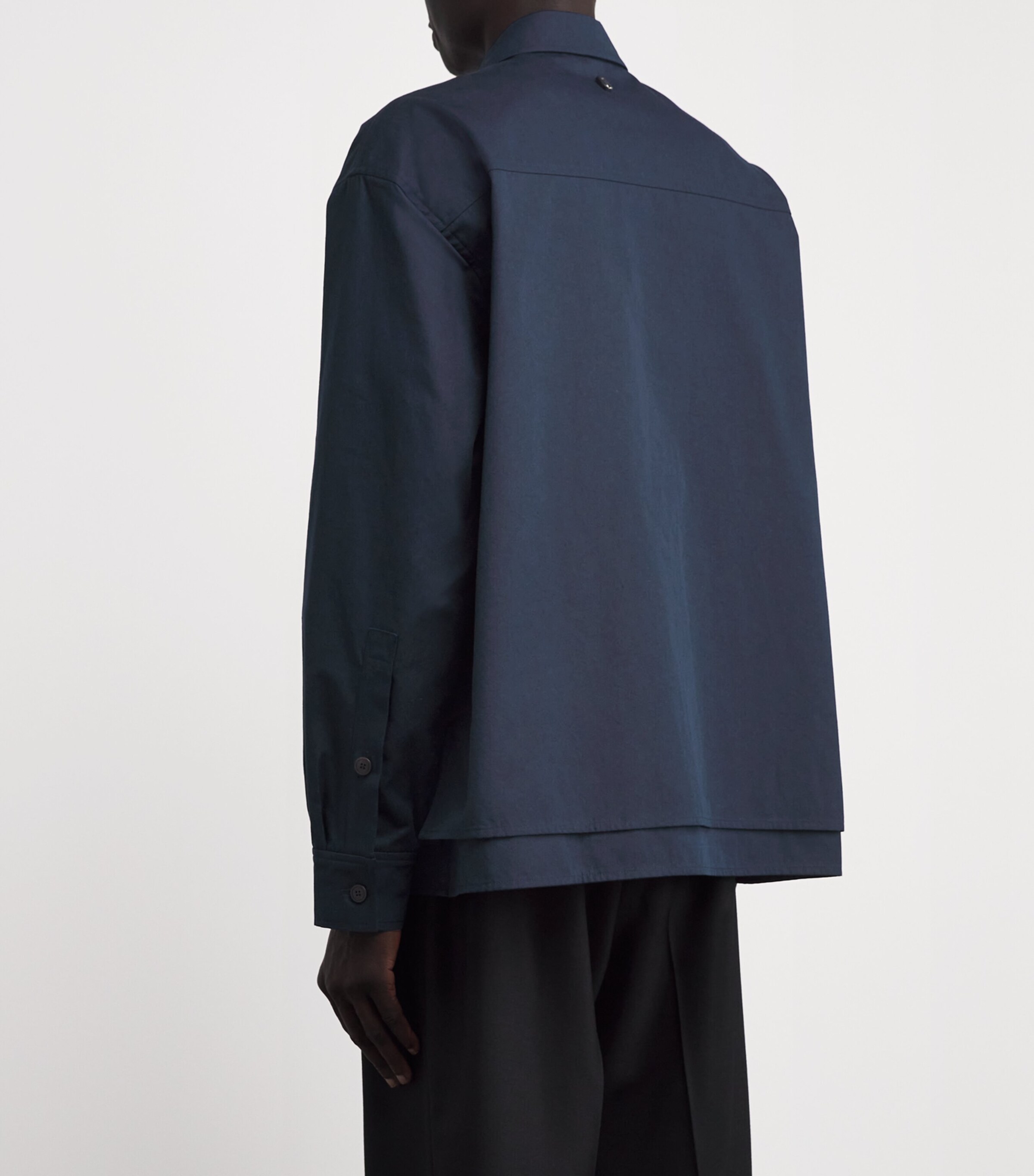 Le 17 Septembre Mens Cotton-Blend Double-Layered Shirt Navy Image 4