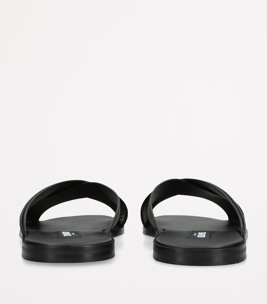 Leather Preston Slides BLACK Image 2