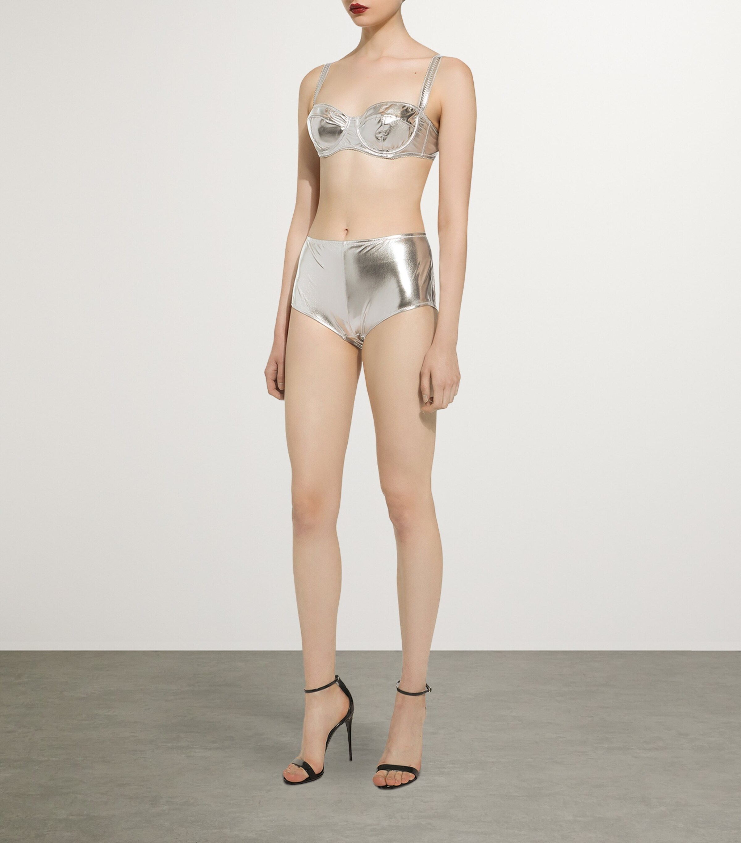 Dolce&Gabbana Womens Foiled Low-Rise Briefs Silver Image 2