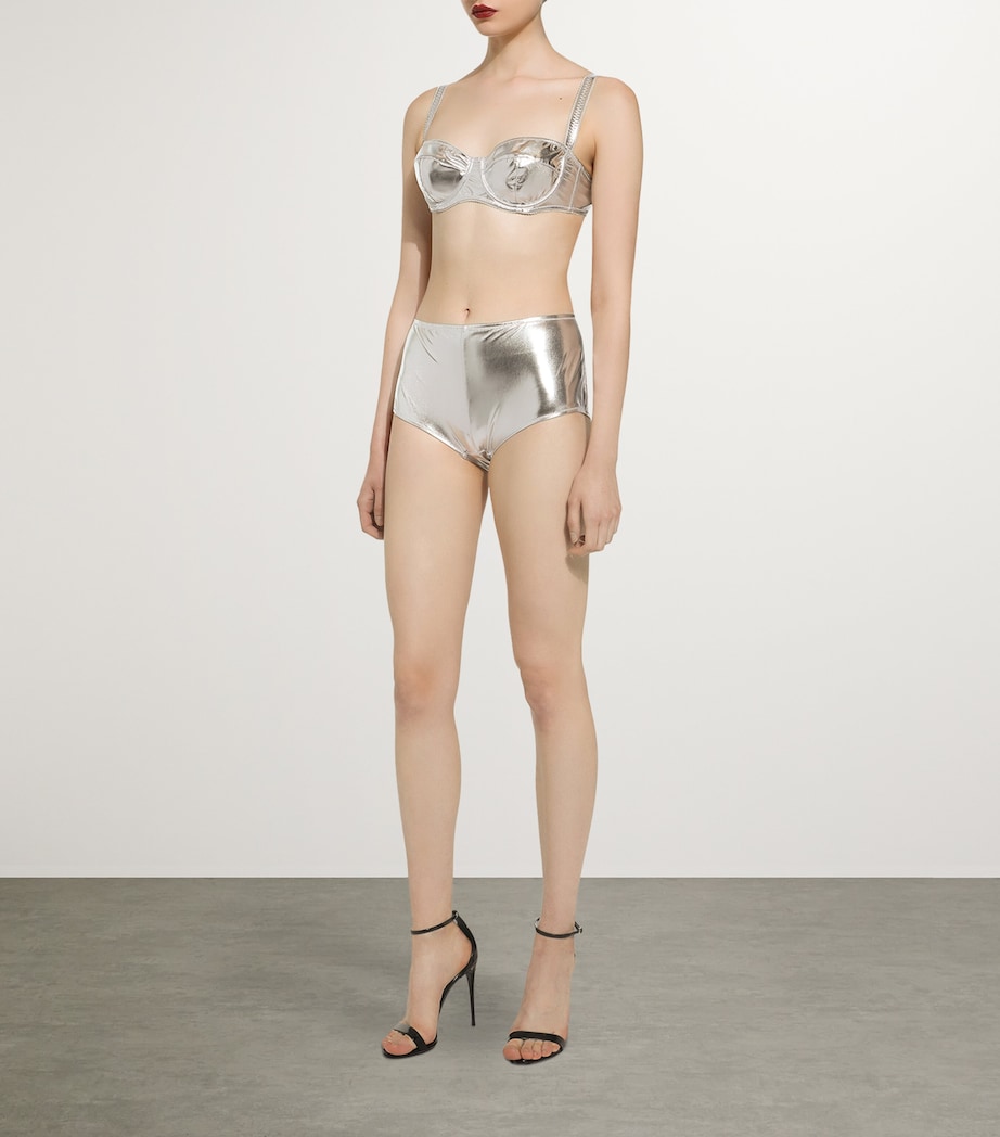 Dolce&Gabbana Womens Foiled Low-Rise Briefs Silver Image 2