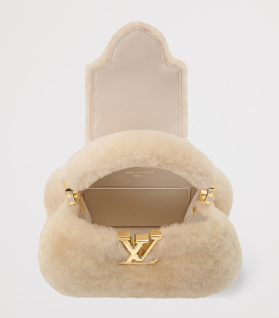 Shearling Capusnow Top-Handle Bag CRÈME BEIGE Image 4