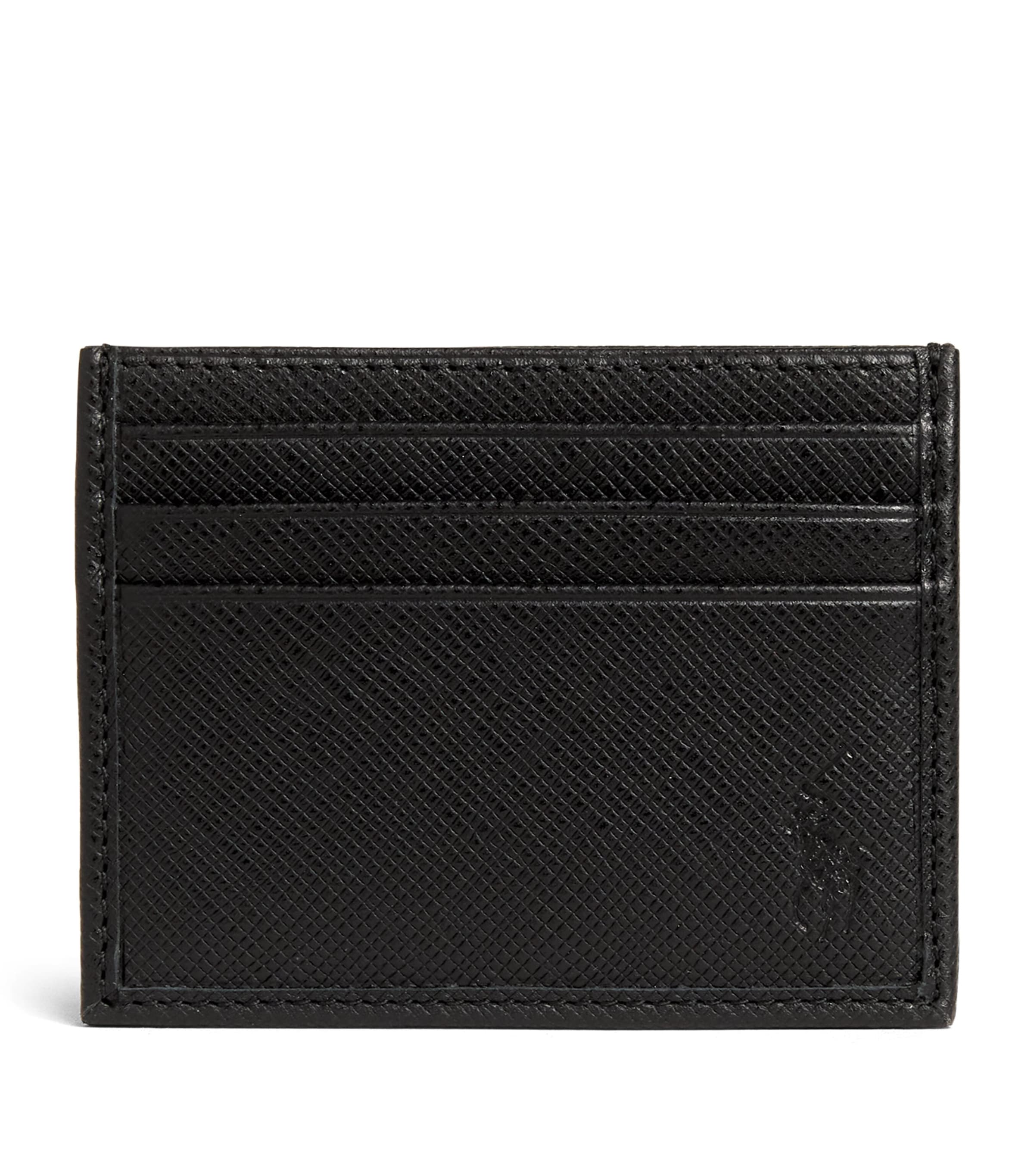 Polo Ralph Lauren Saffiano Leather Pony Card Case In Black