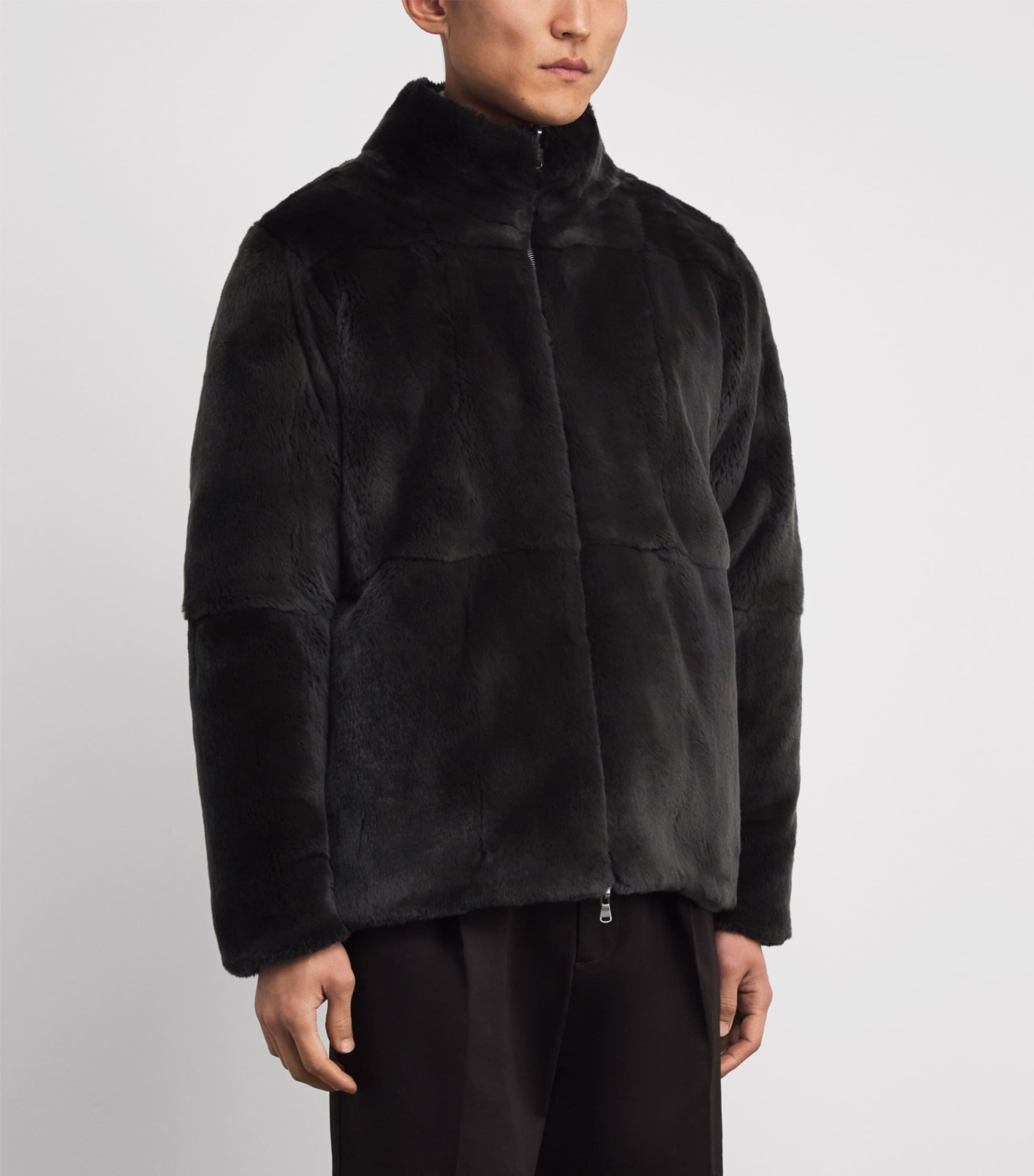 Cashmere Rex Fur-Trim Cable-Knit Aspen Cardigan GRANITE DARK BROWN Image 6