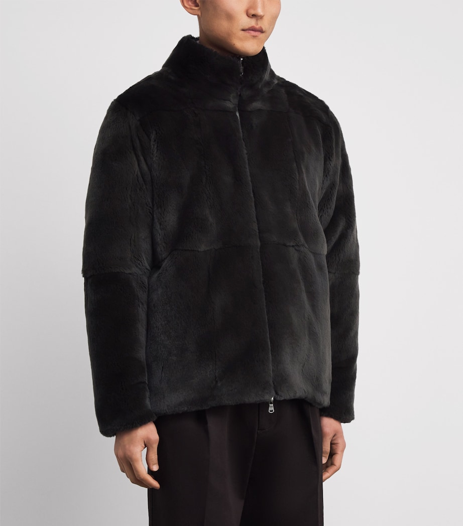 Cashmere Rex Fur-Trim Cable-Knit Aspen Cardigan GRANITE DARK BROWN Image 6