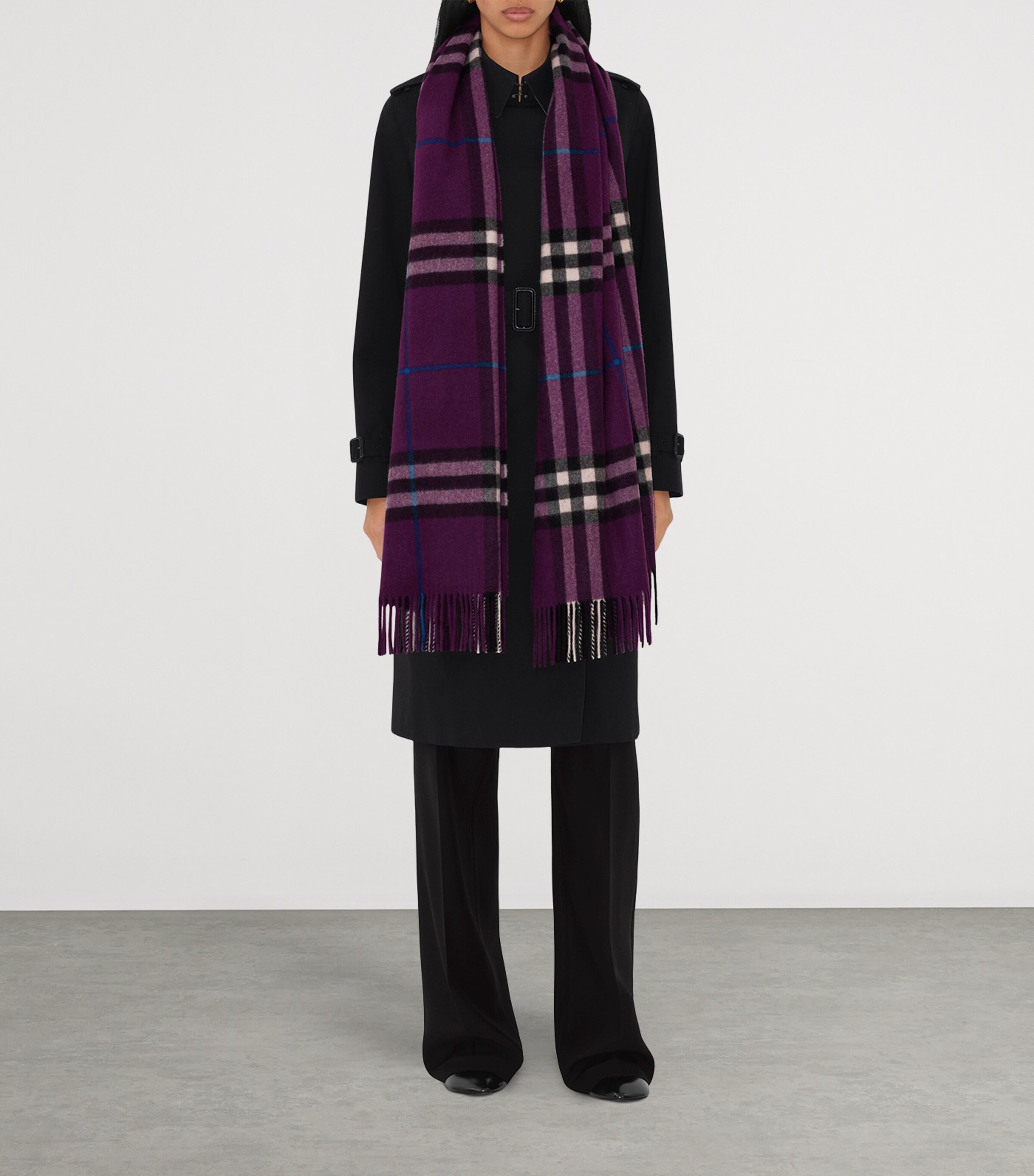 Cashmere Wide Check Scarf PANSY Image 3