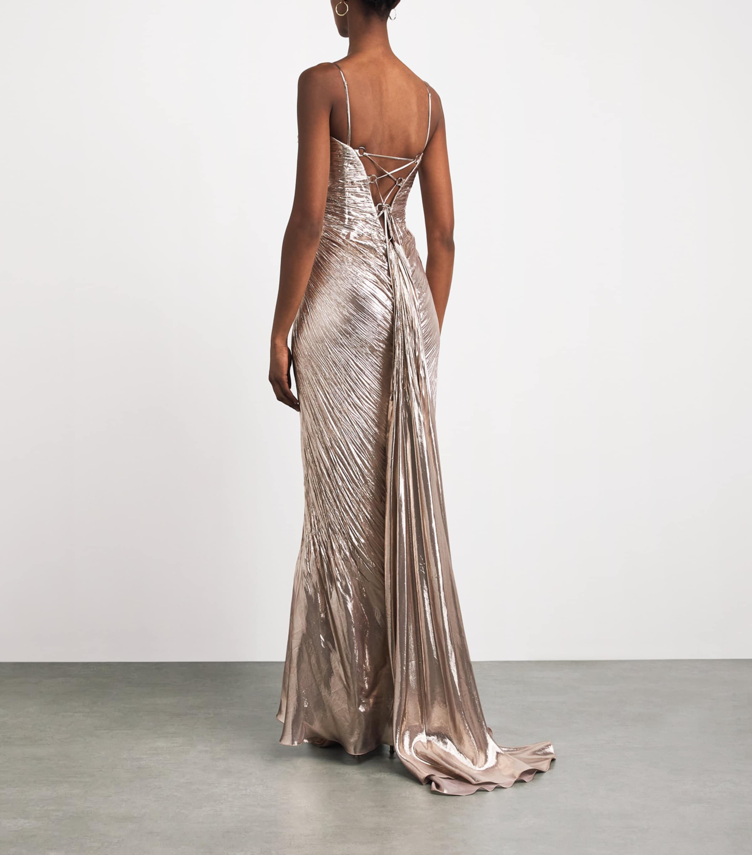 Maria Lucia Hohan Gold Metallic Silk Mirren Maxi Dress | Harrods US