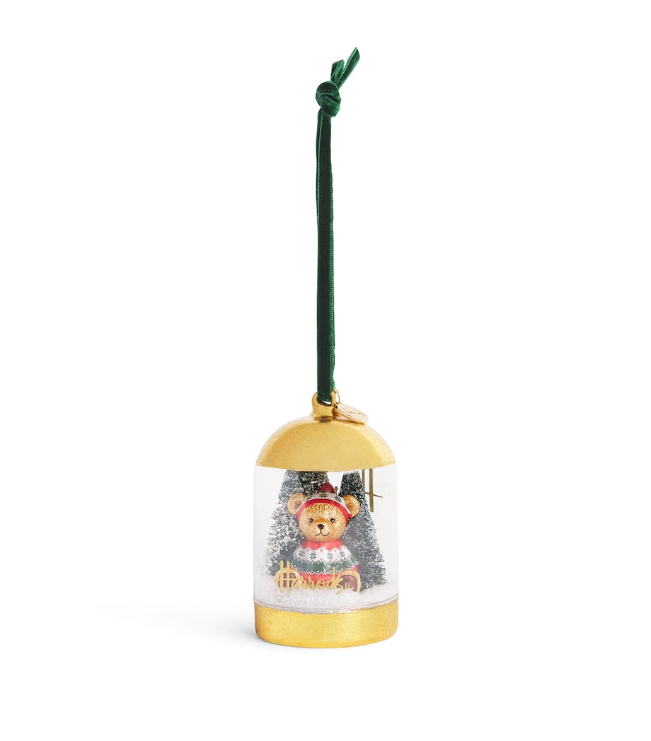 Harrods Glass Bear in Dome Tree Decoration Brown Image 1