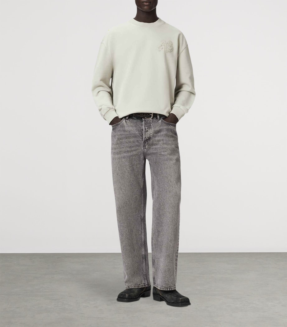AllSaints Mens Organic Cotton Insignia Sweatshirt Sea Green Image 2