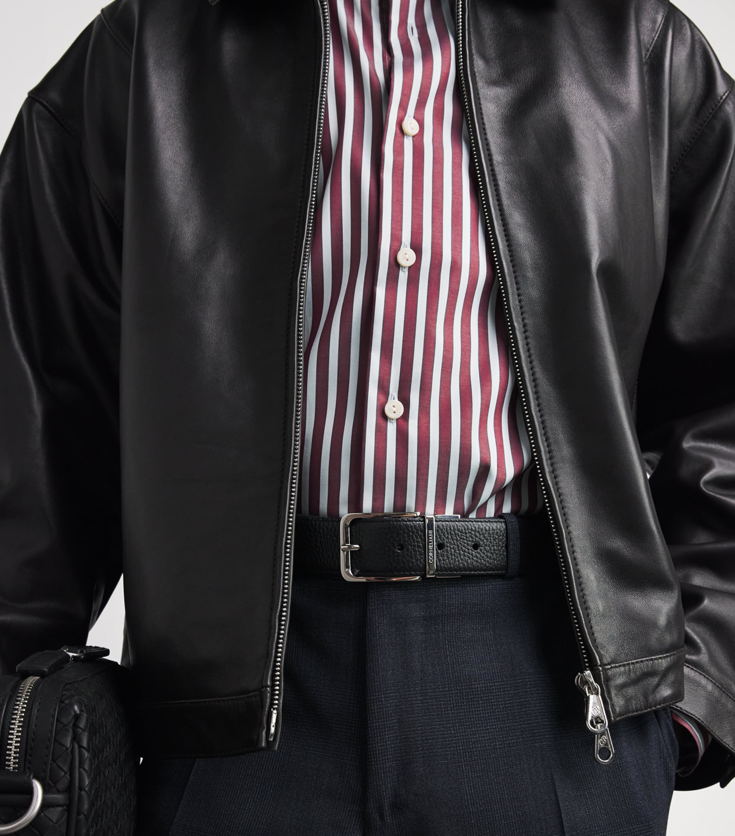 Eton Mens Organic Cotton Bengal Stripe Shirt Dark Red Image 3