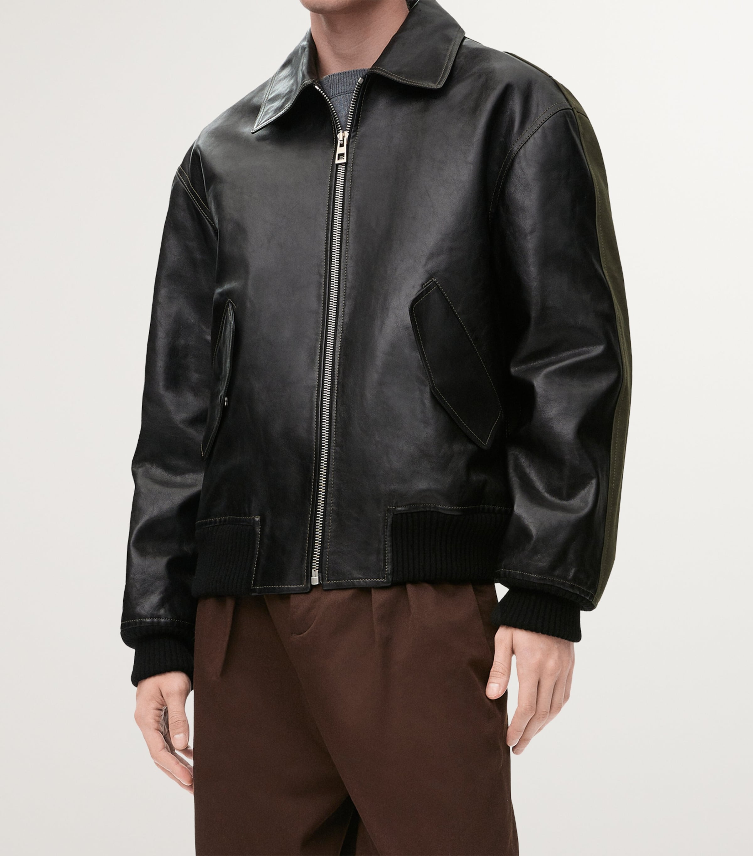 LOEWE Leather and Canvas-Blend Bomber Jacket | Harrods US