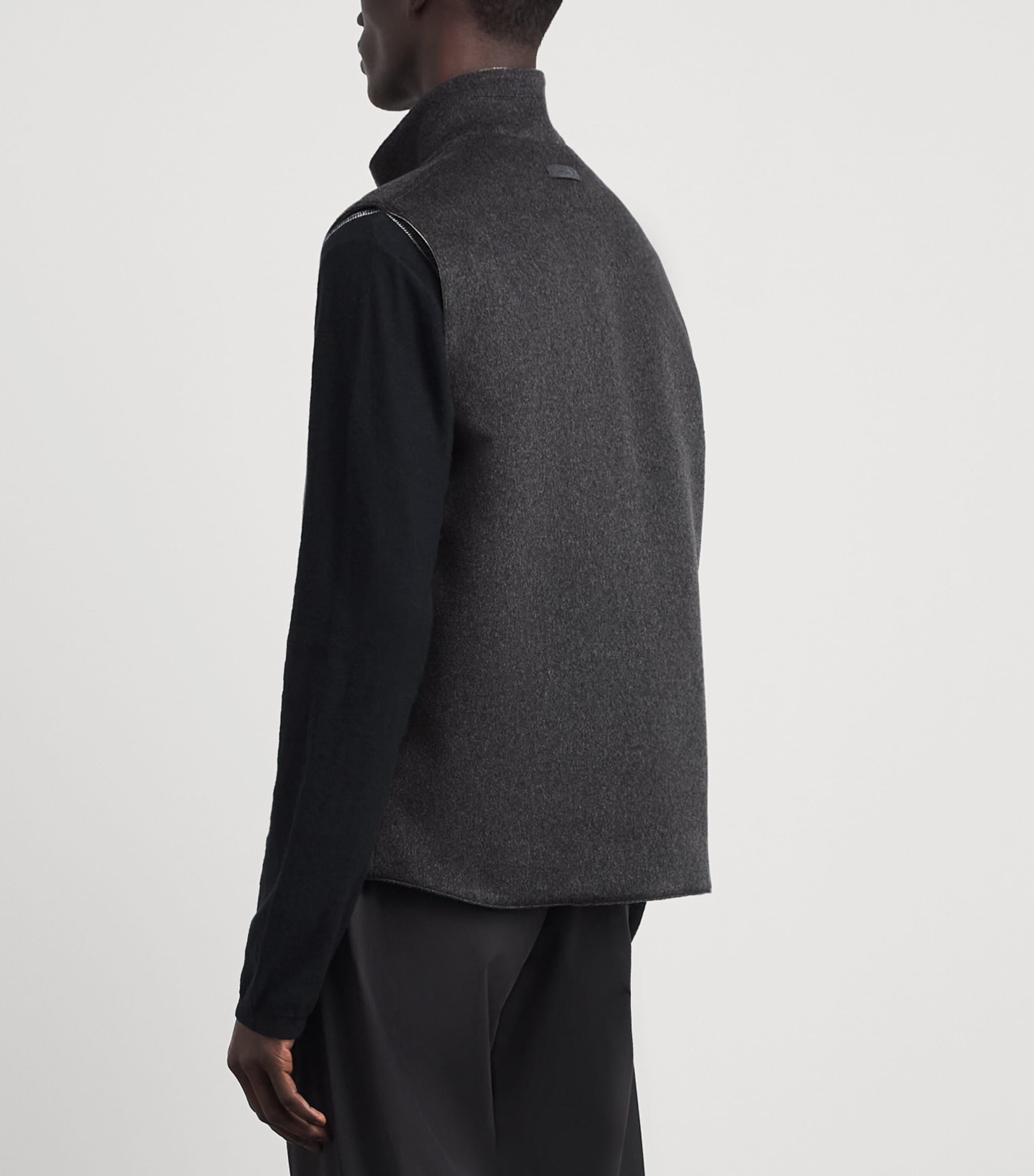 Lardini Mens Virgin Wool-Cashmere Gilet Grey Image 5