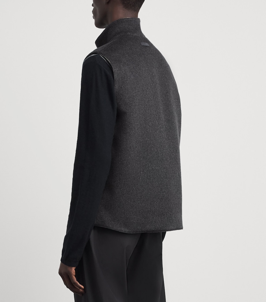 Lardini Mens Virgin Wool-Cashmere Gilet Grey Image 5