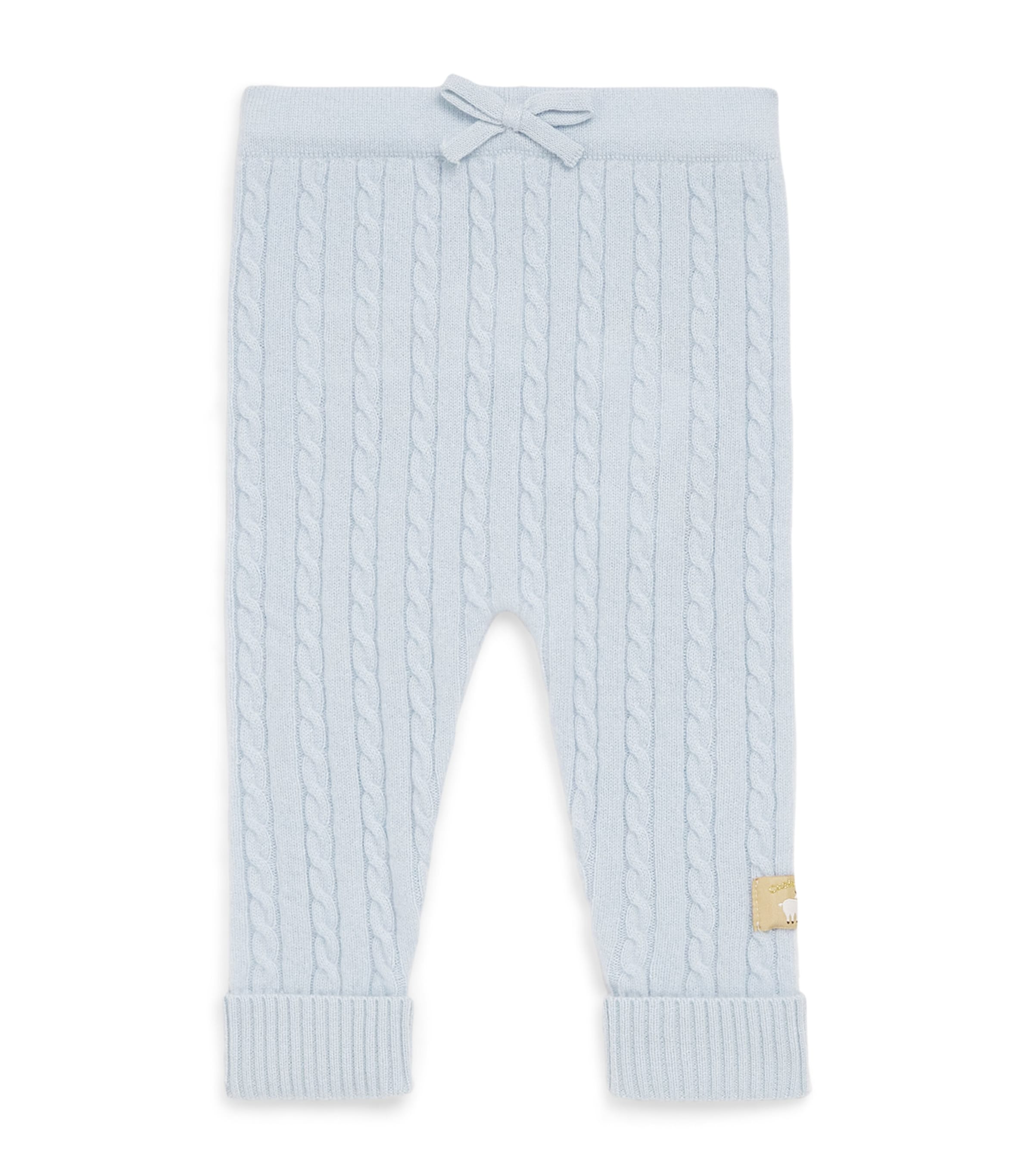 Purebaby Kids'  Cashmere Cable-knit Leggings In Blue