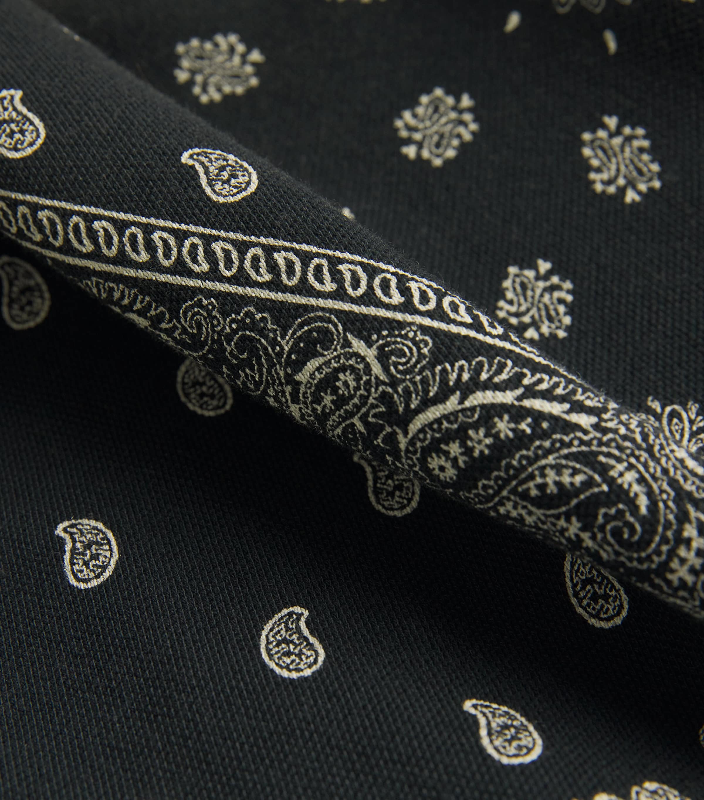 Cotton Mesh Bandana Print Polo Shirt BLACK Image 5