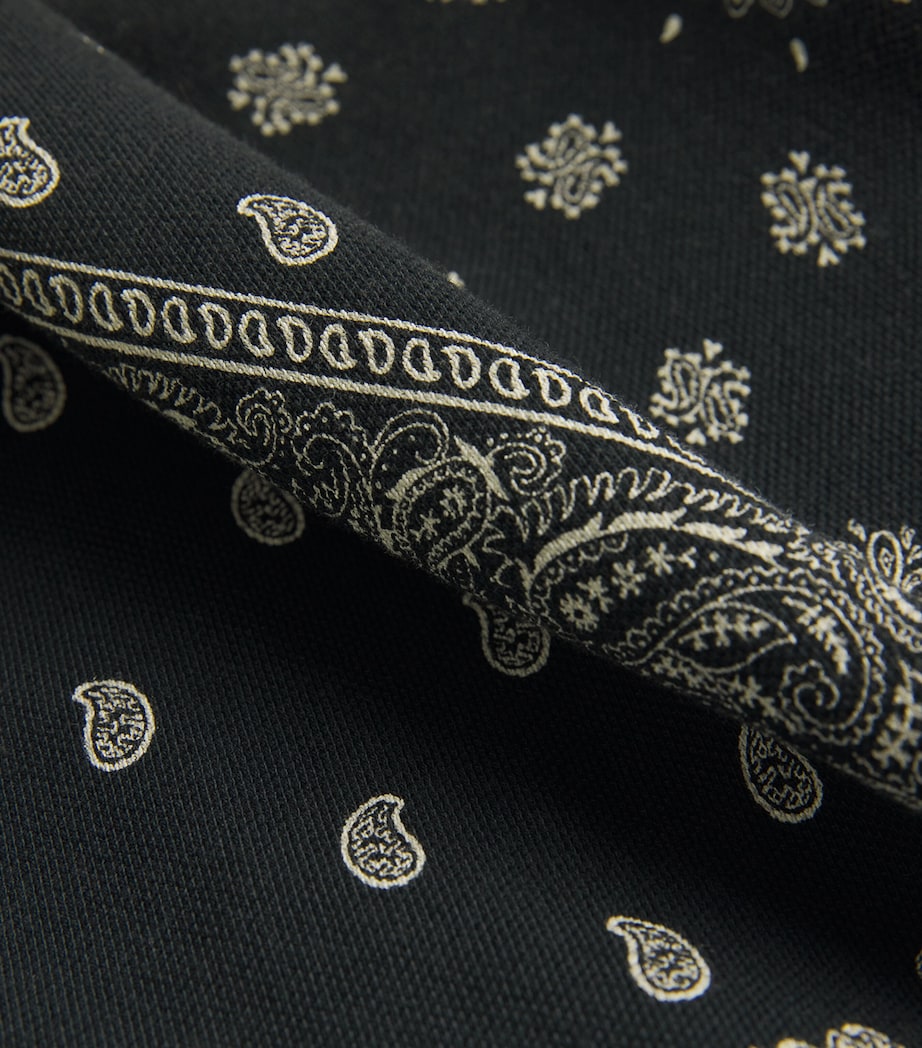 Cotton Mesh Bandana Print Polo Shirt BLACK Image 5