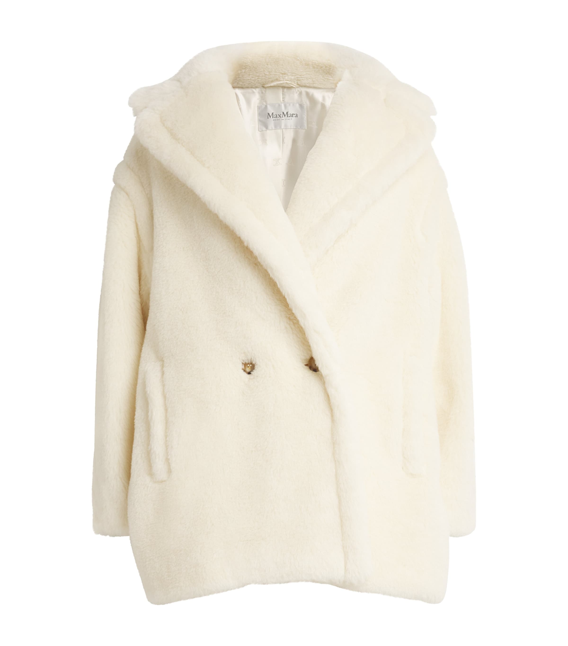 Max Mara Alpaca-wool-silk Coat In White