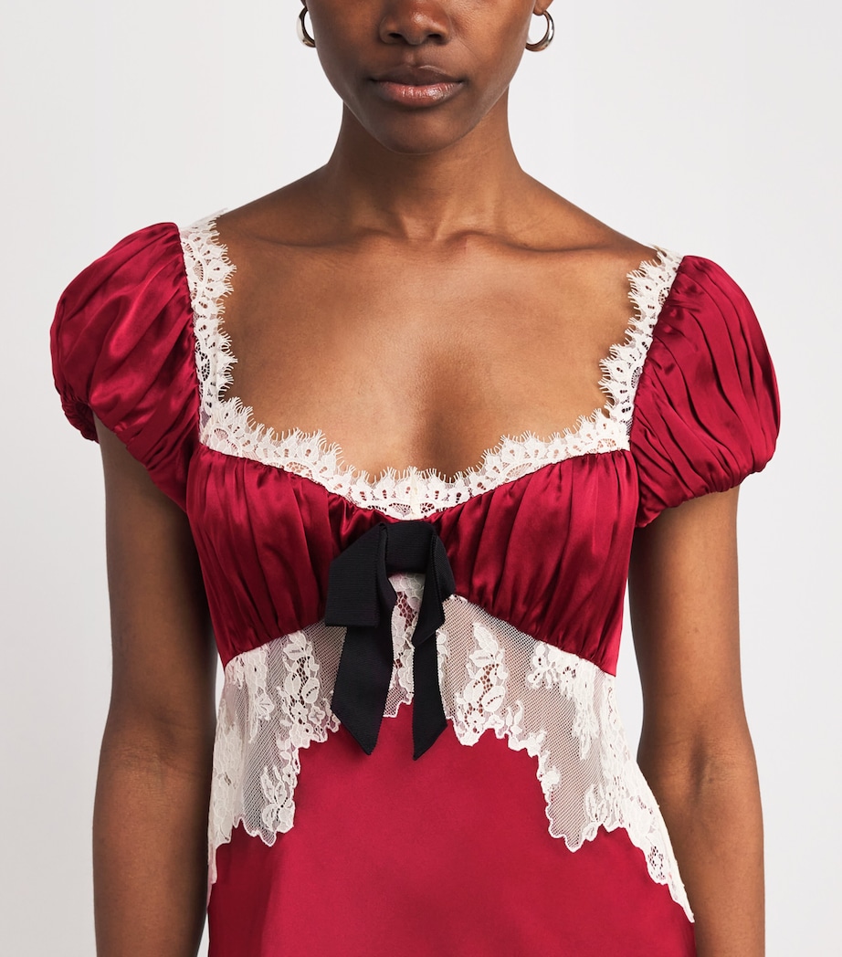 Silk Lace-Trim Veda Midi Dress ELDERBERRY Image 4