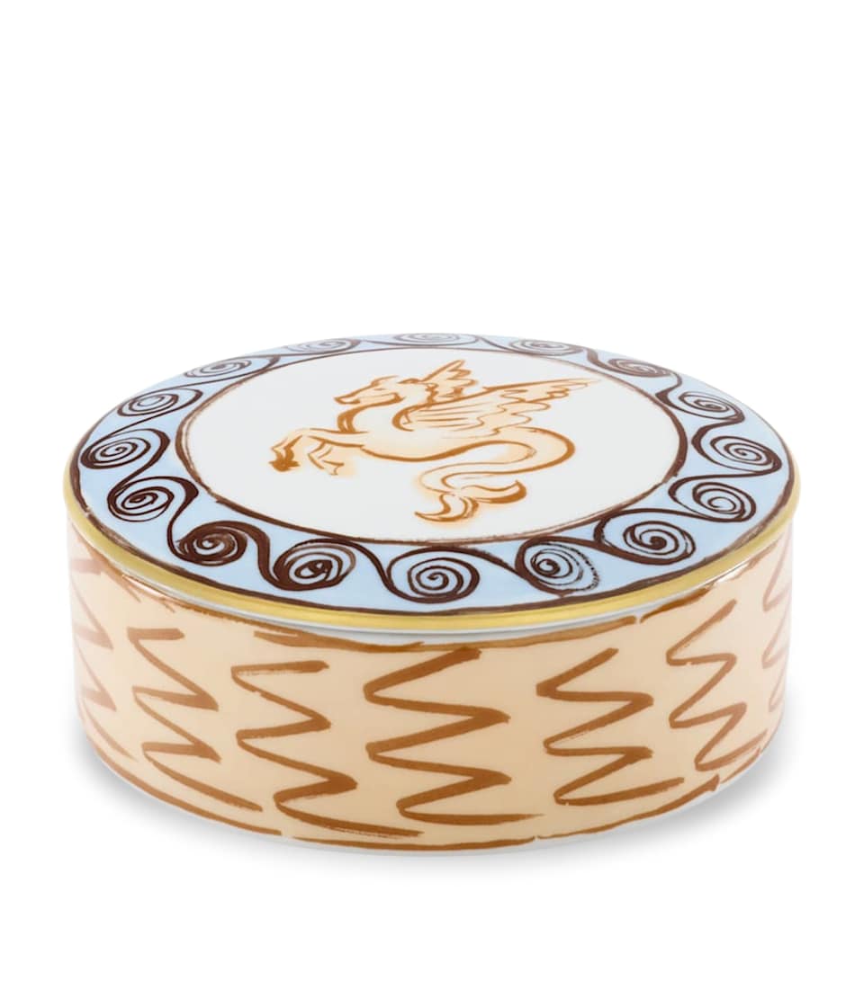GINORI 1735 Porcelain Il Viaggio di Nettuno Round Trinket Box (13cm)