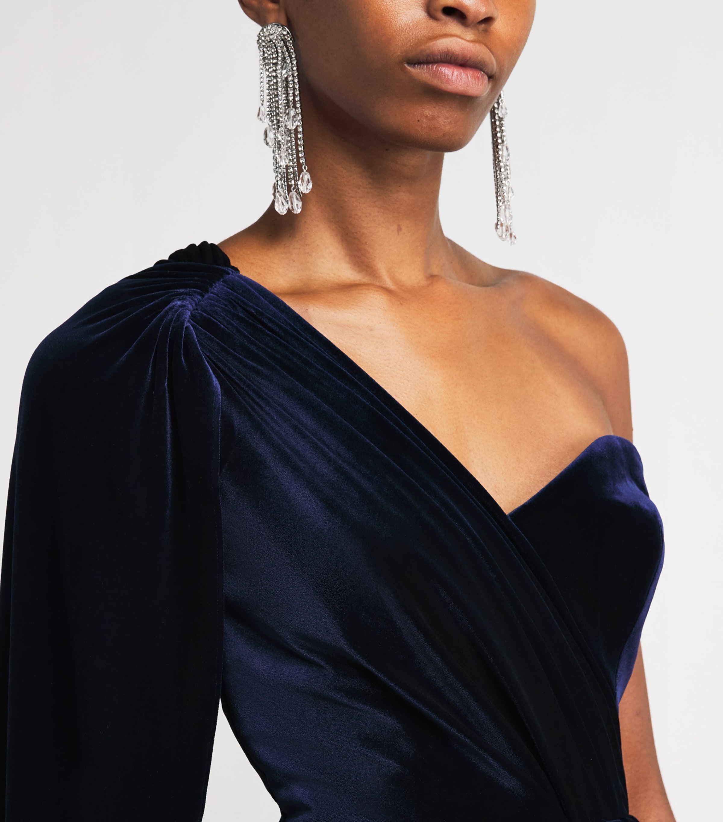 Velvet One-Shoulder Gown OCEAN Image 4