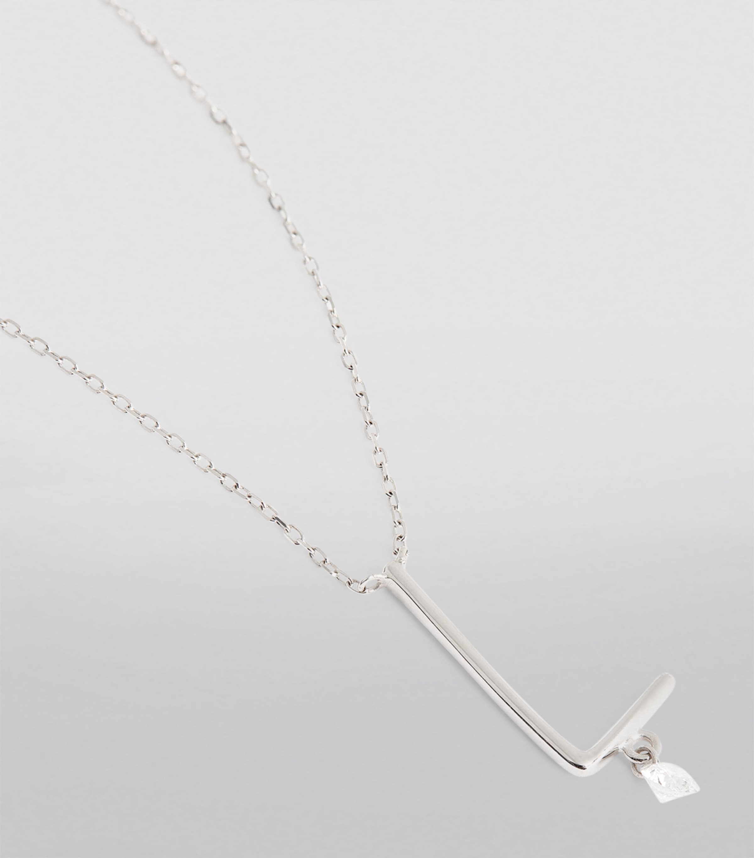 White Gold and Diamond Alphabet Necklace WHITE GOLD Image 5