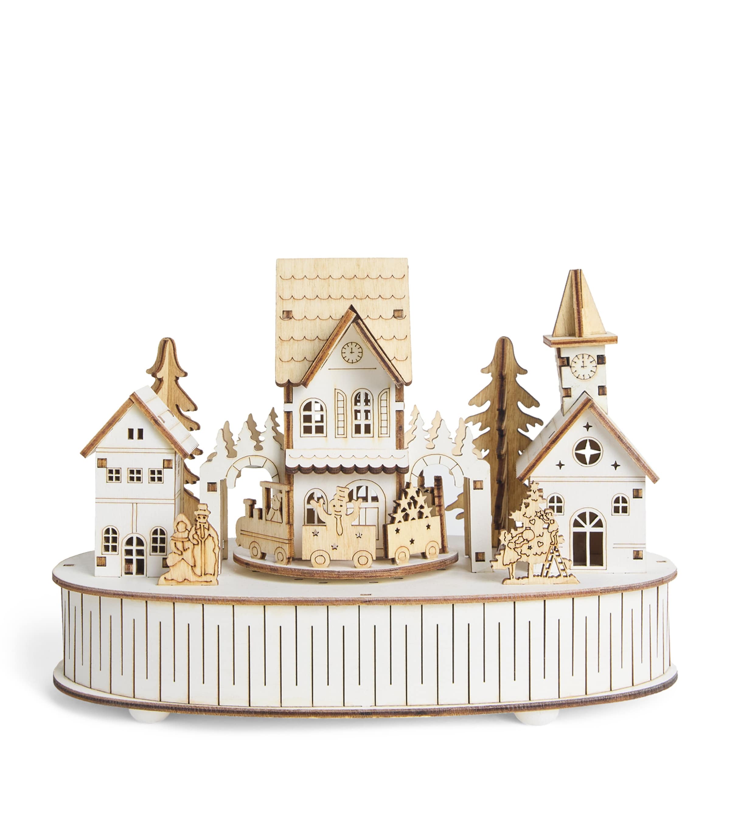 Harrods Wooden Led Festive Town Ornament