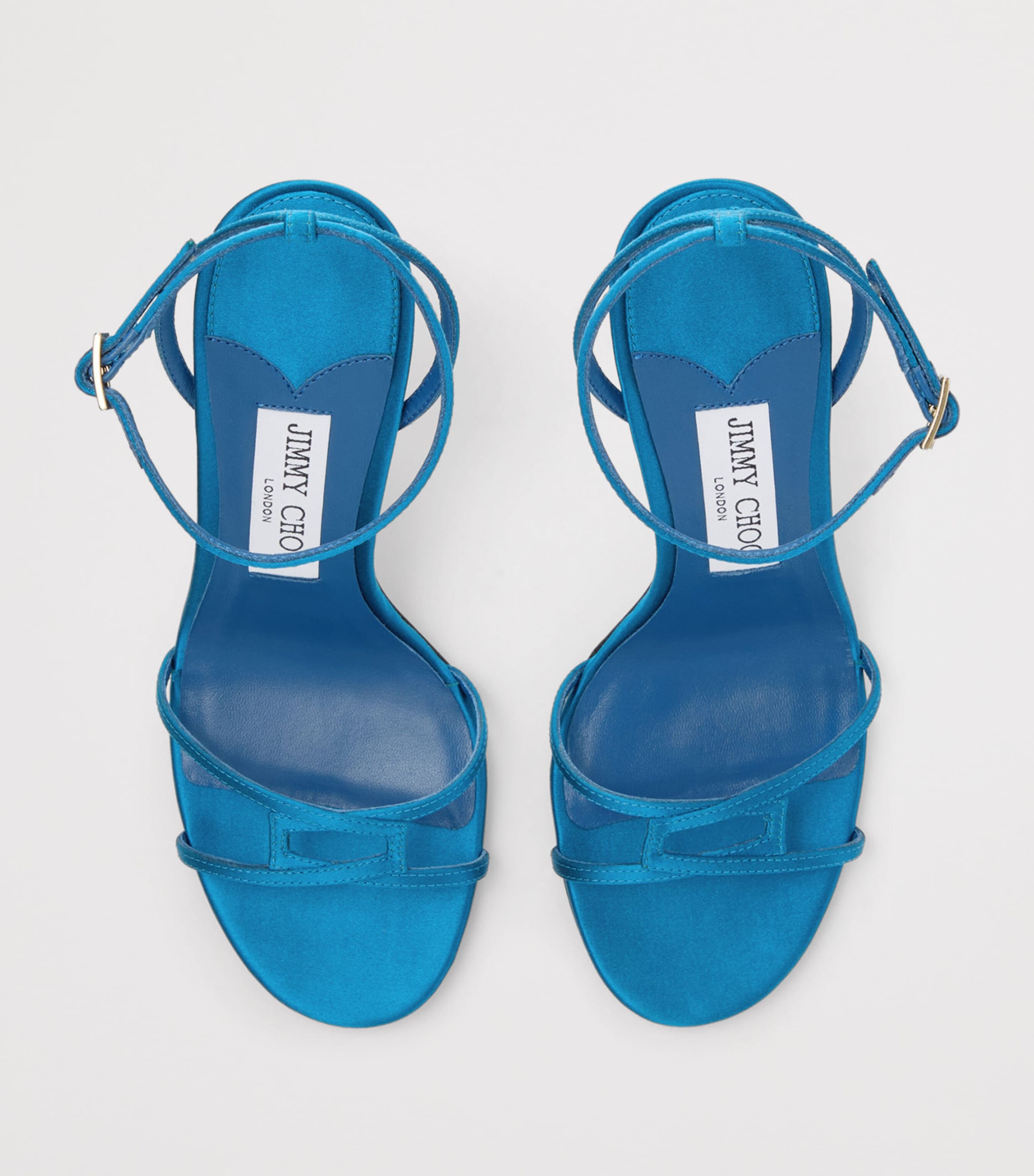 Jimmy Choo 1998 Leo 100 Satin Heeled Sandals Lagoon Image 4