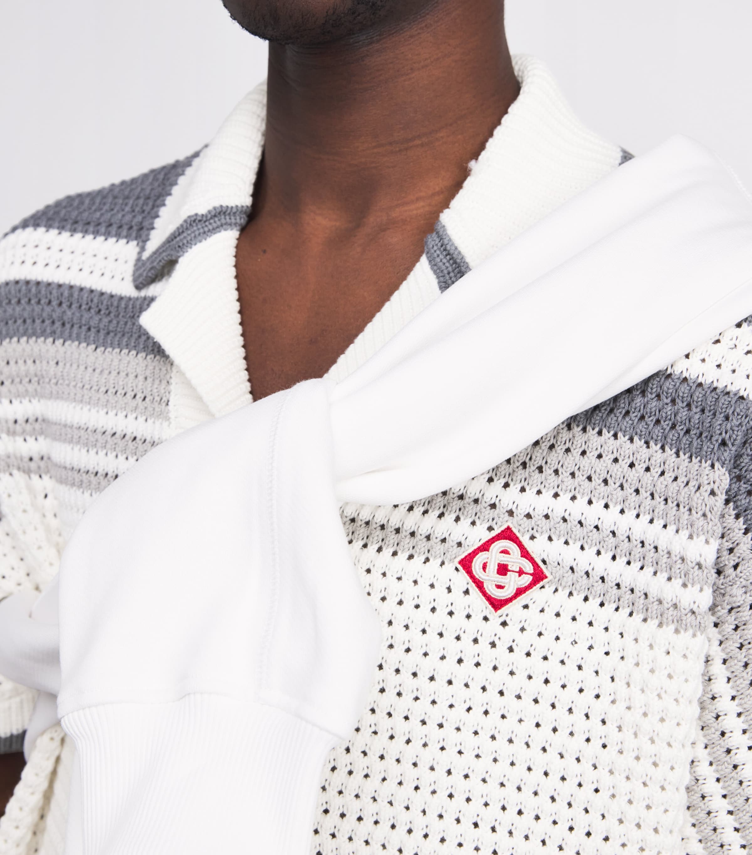 Crochet Tennis Shirt WHITE / GREY Image 6