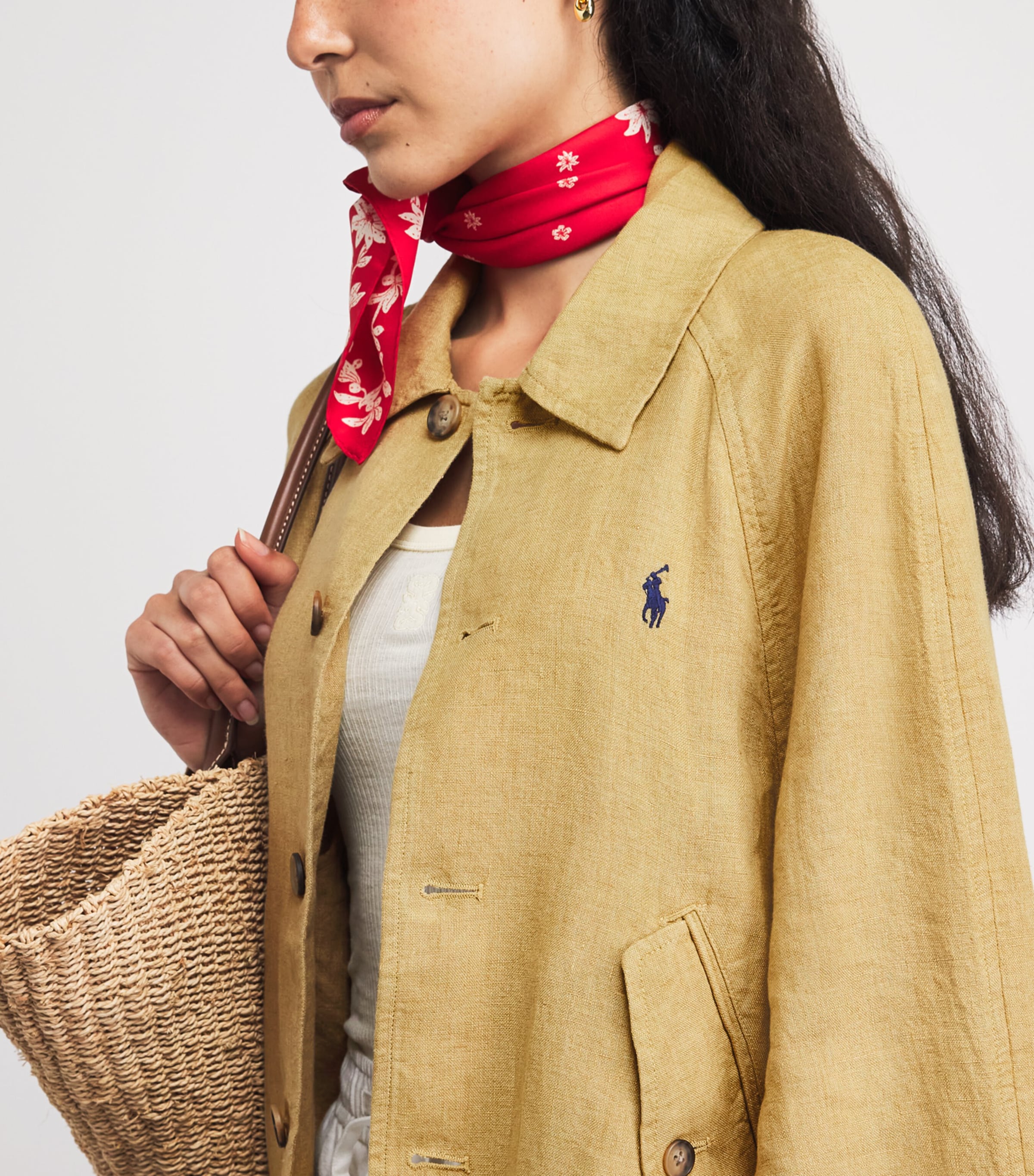 Polo Ralph Lauren Womens Linen Shacket Classic Camel Image 3