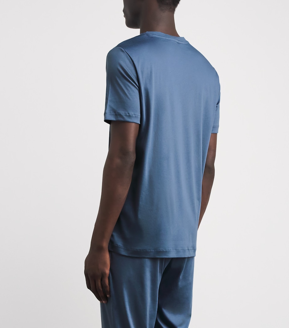 Zimmerli Mens 286 Sea Island T-Shirt Blue Horizon Image 5