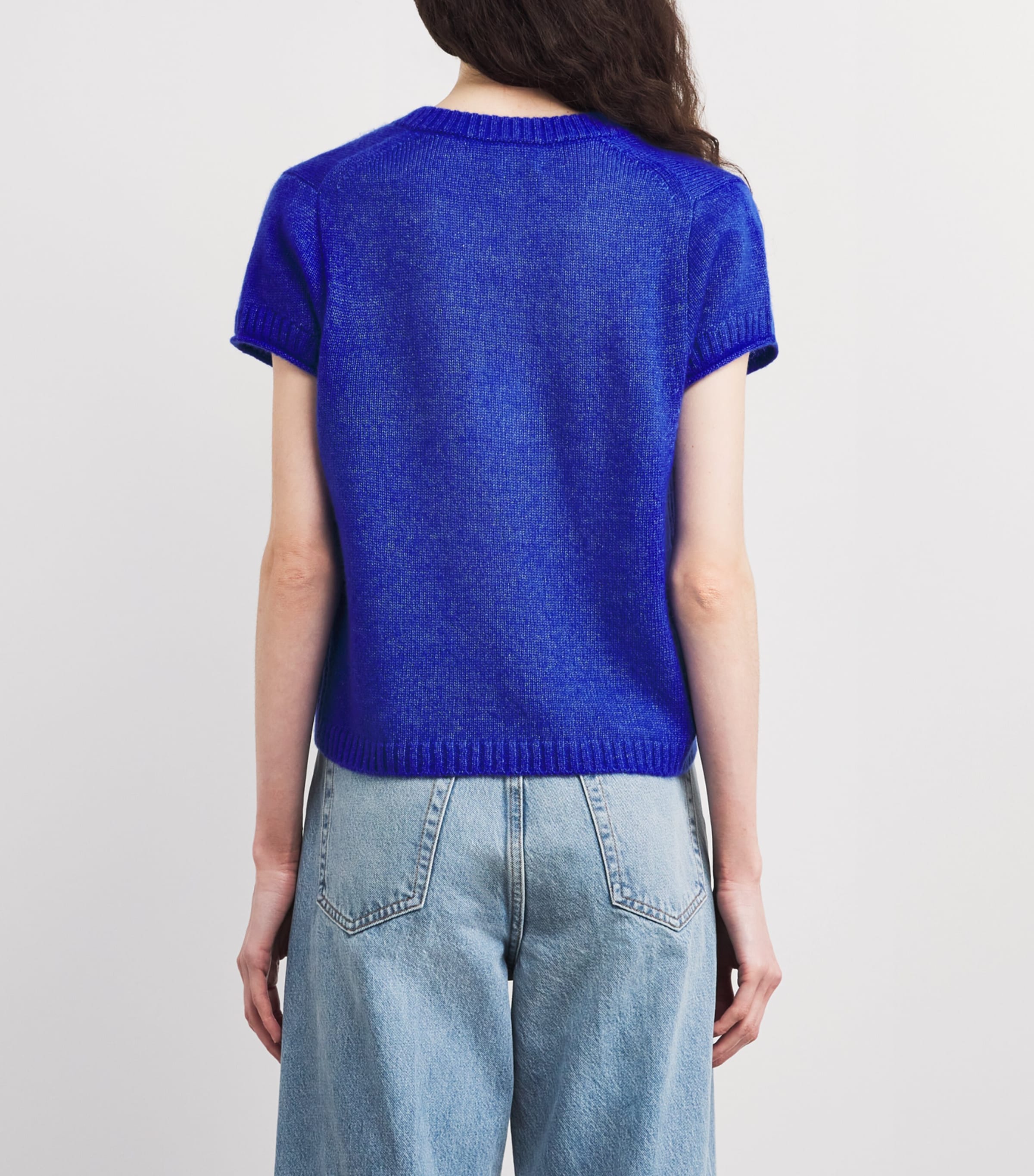 ME+EM Womens Merino Wool-Cashmere-Silk V-Neck Sweater Deep Blue Image 5