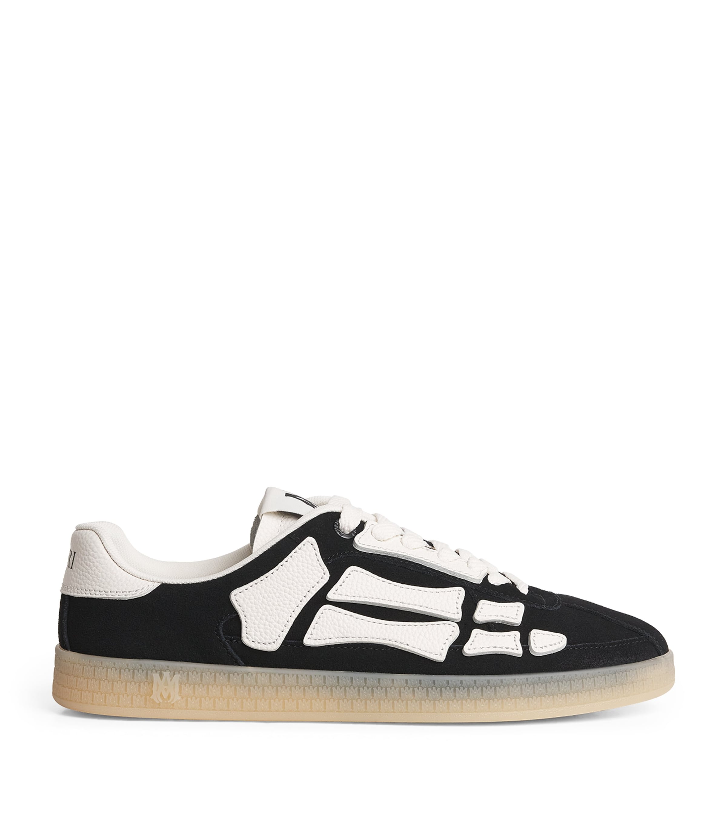 Shop Amiri Suede Pacific Bones Sneakers In Black