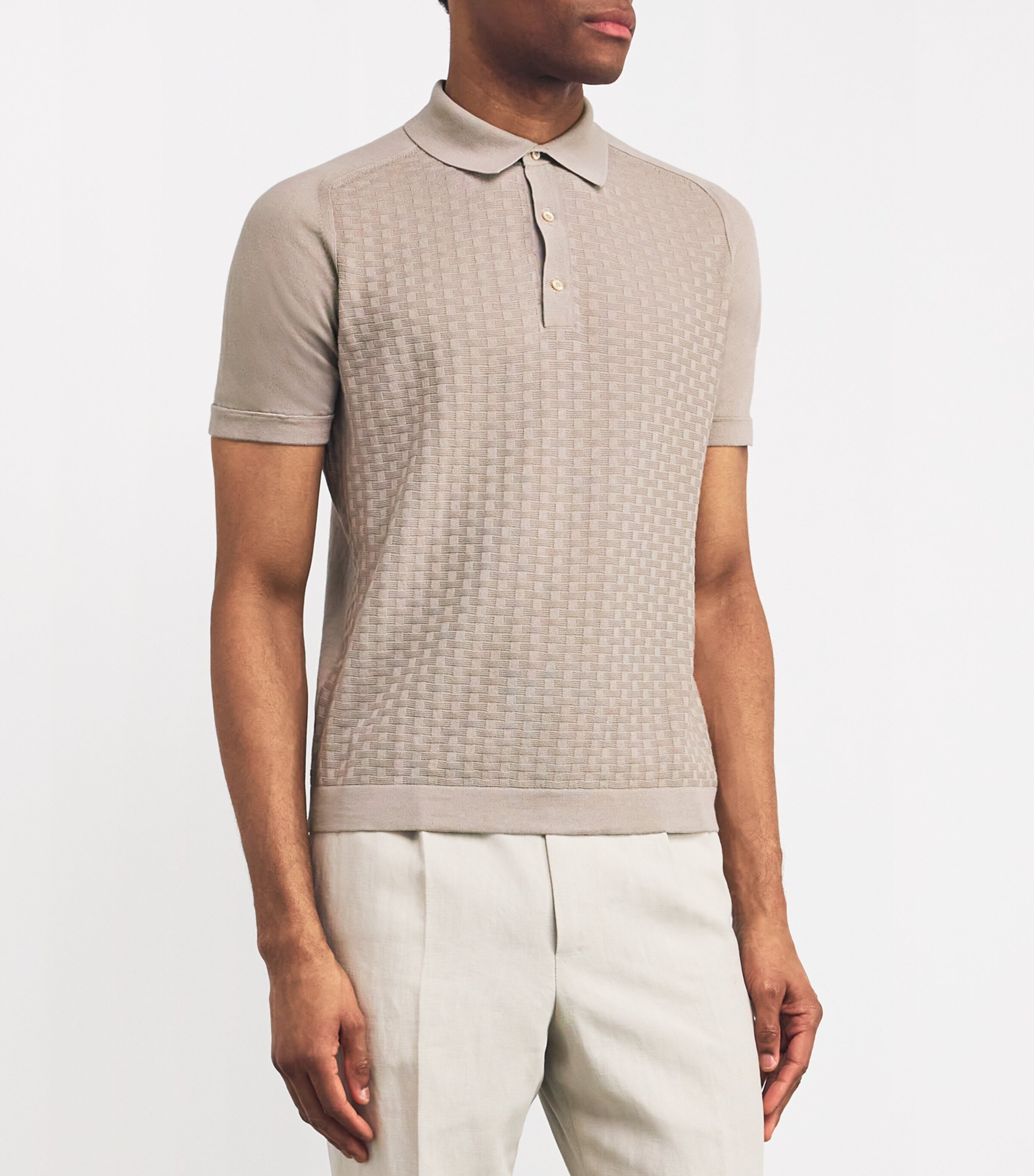 Cotton Textured Polo Shirt 025 GRY PC DYE STEEL Image 3