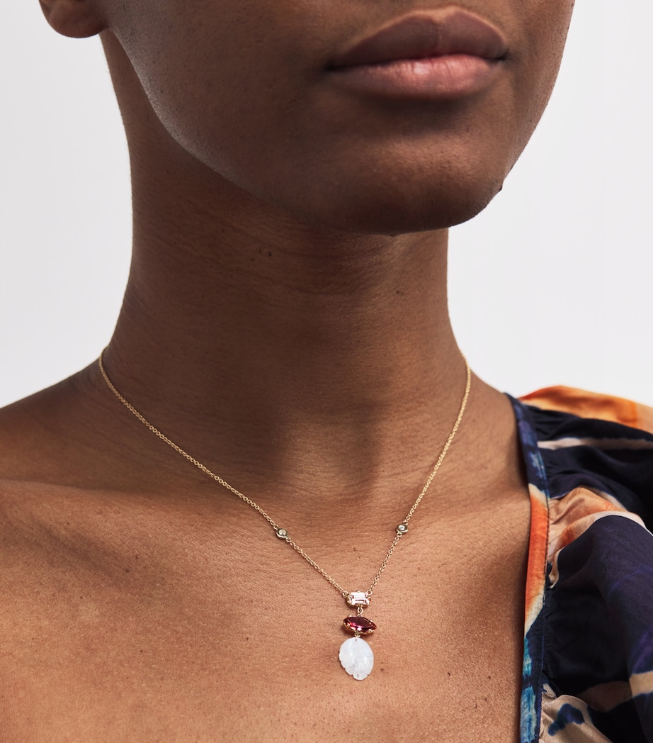 Yellow Gold and Tourmaline Triple Step Necklace YELLOW GOLD Image 4